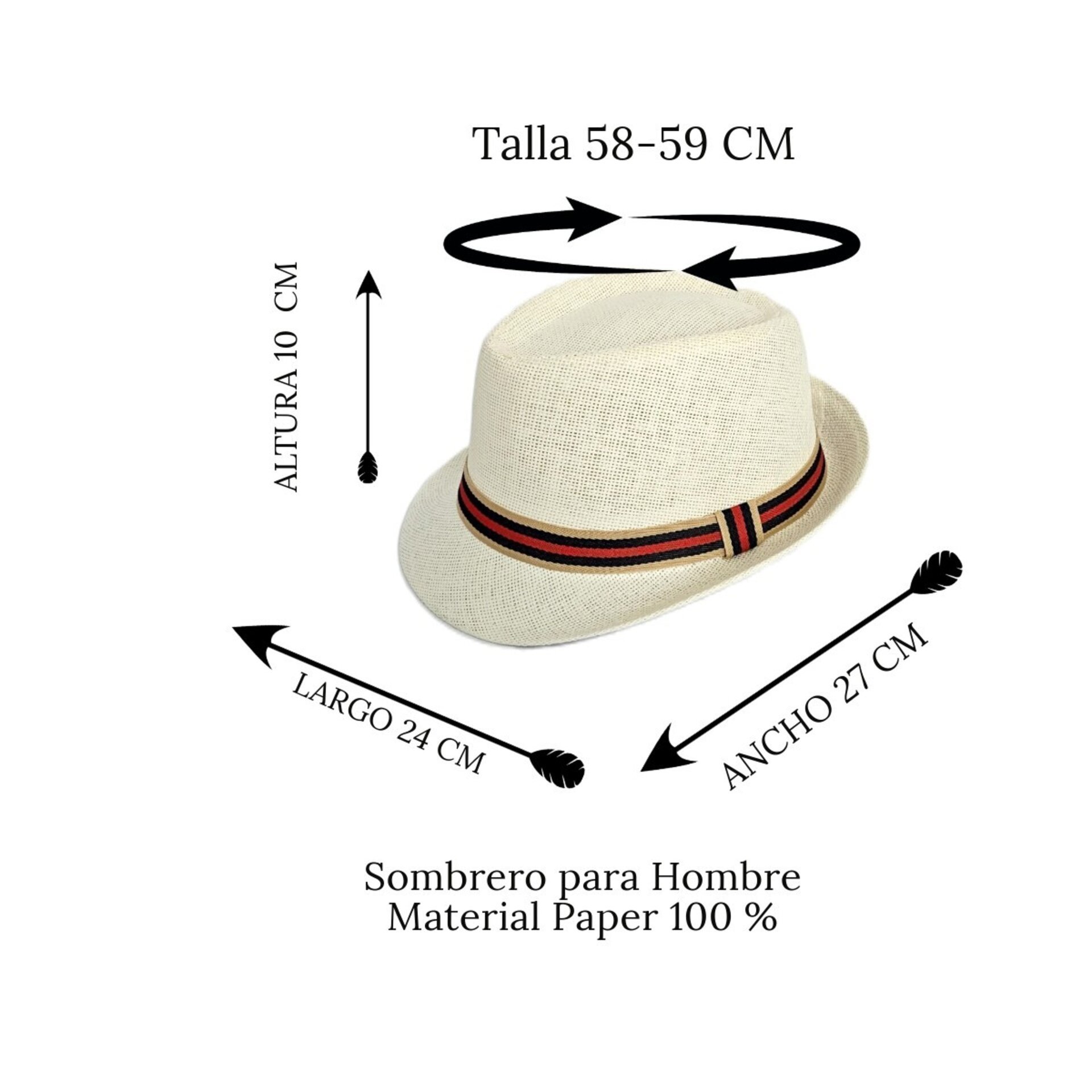 Sombrero Trilby Fedora Beige claro Paja de Papel Clásico Borsalino Talla M/L - 4