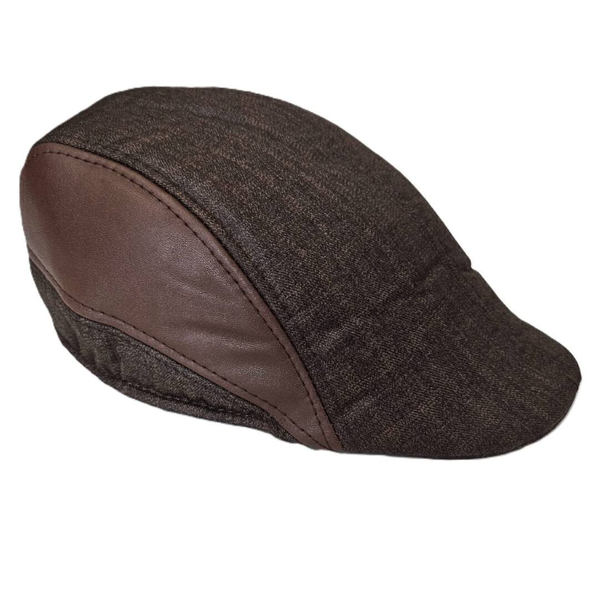 Boina Inglesa Hombre | Piel Sintética Marrón | Flat Cap Newsboy | Talla 58-59CM - 1