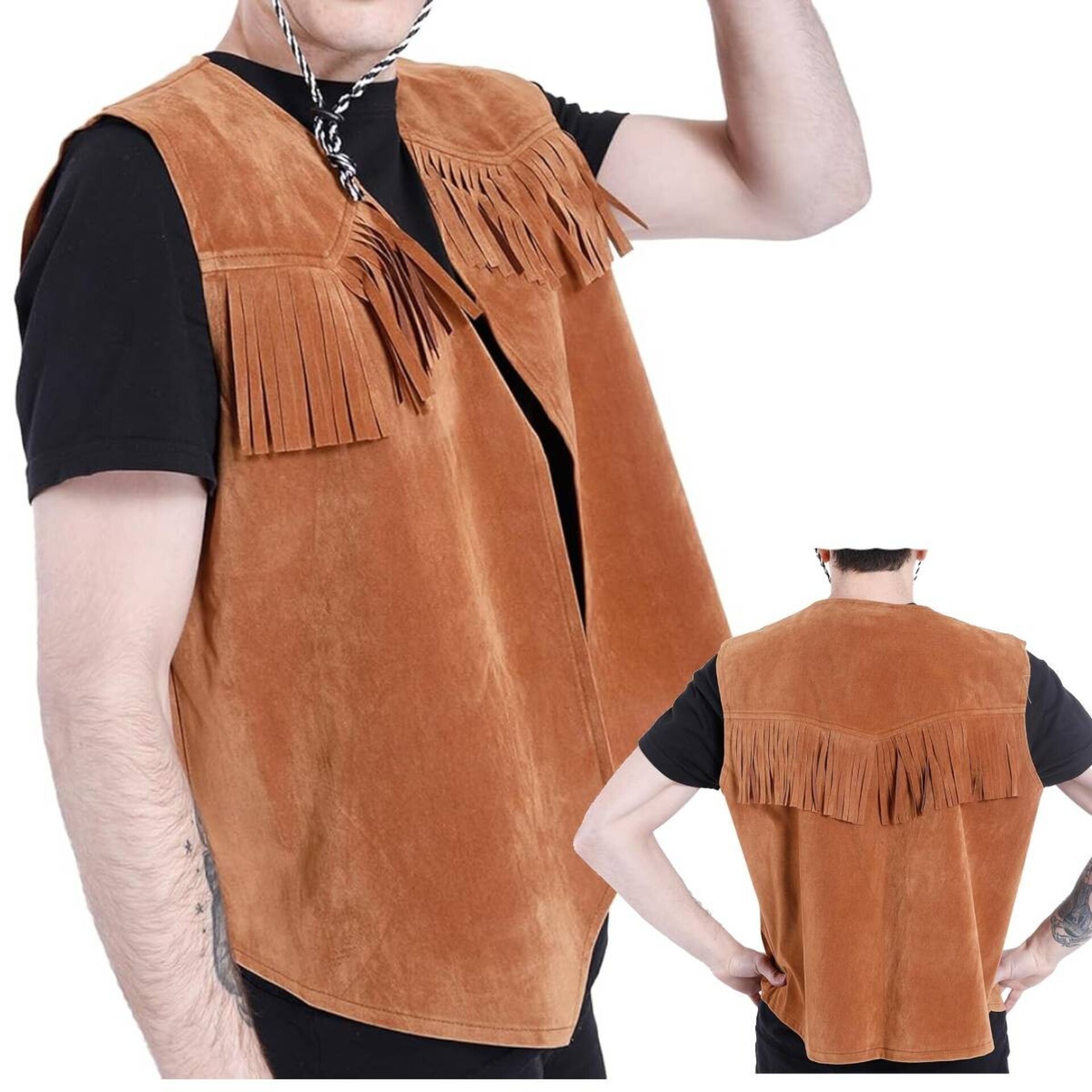 Sombrero Vaquero Cowboy con Chaleco y Bandana Pañuelo para Adulto Hombre Mujer - 2