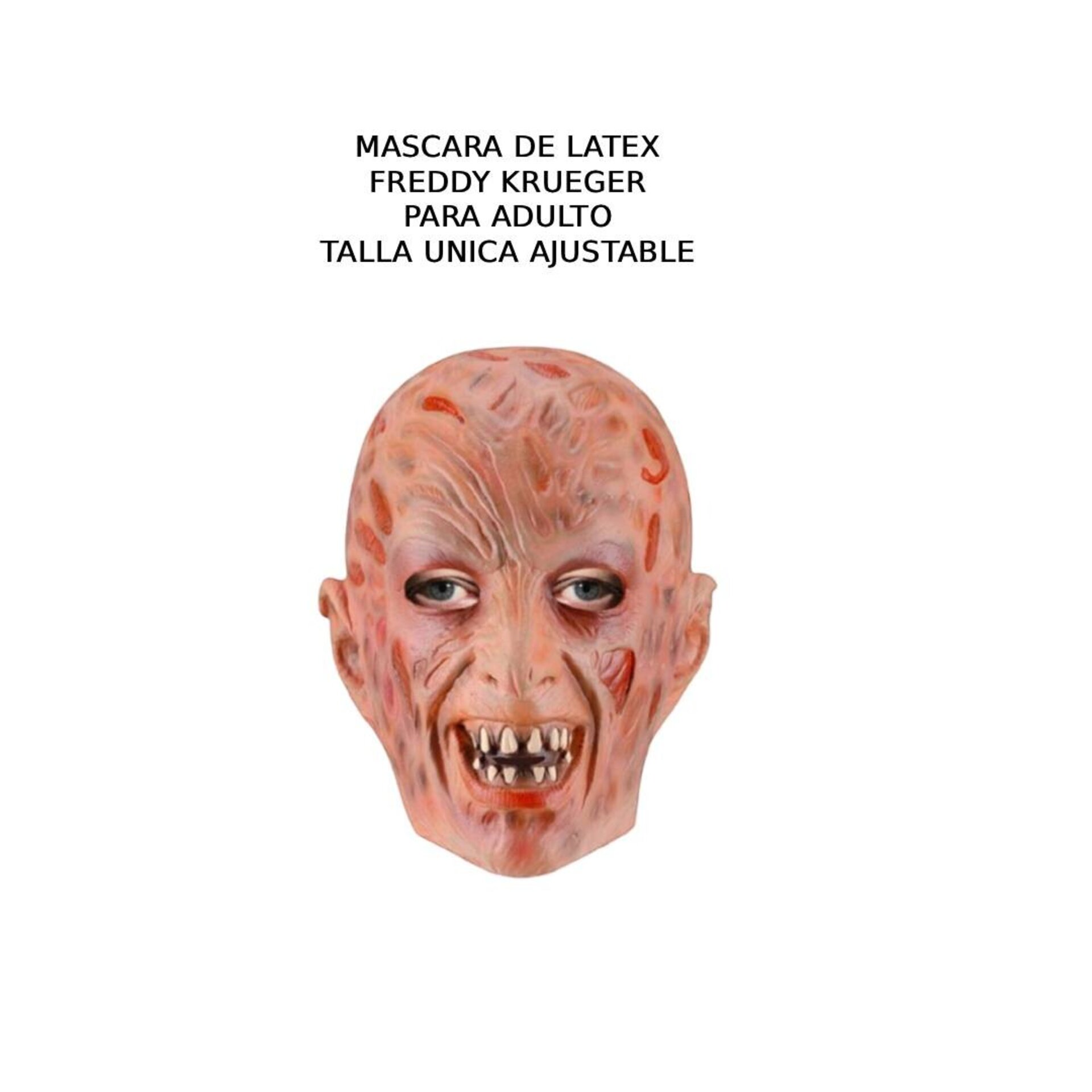 Máscara de Latex para disfraz de Freddy Krueger Talla única ajustable Adulto - 2