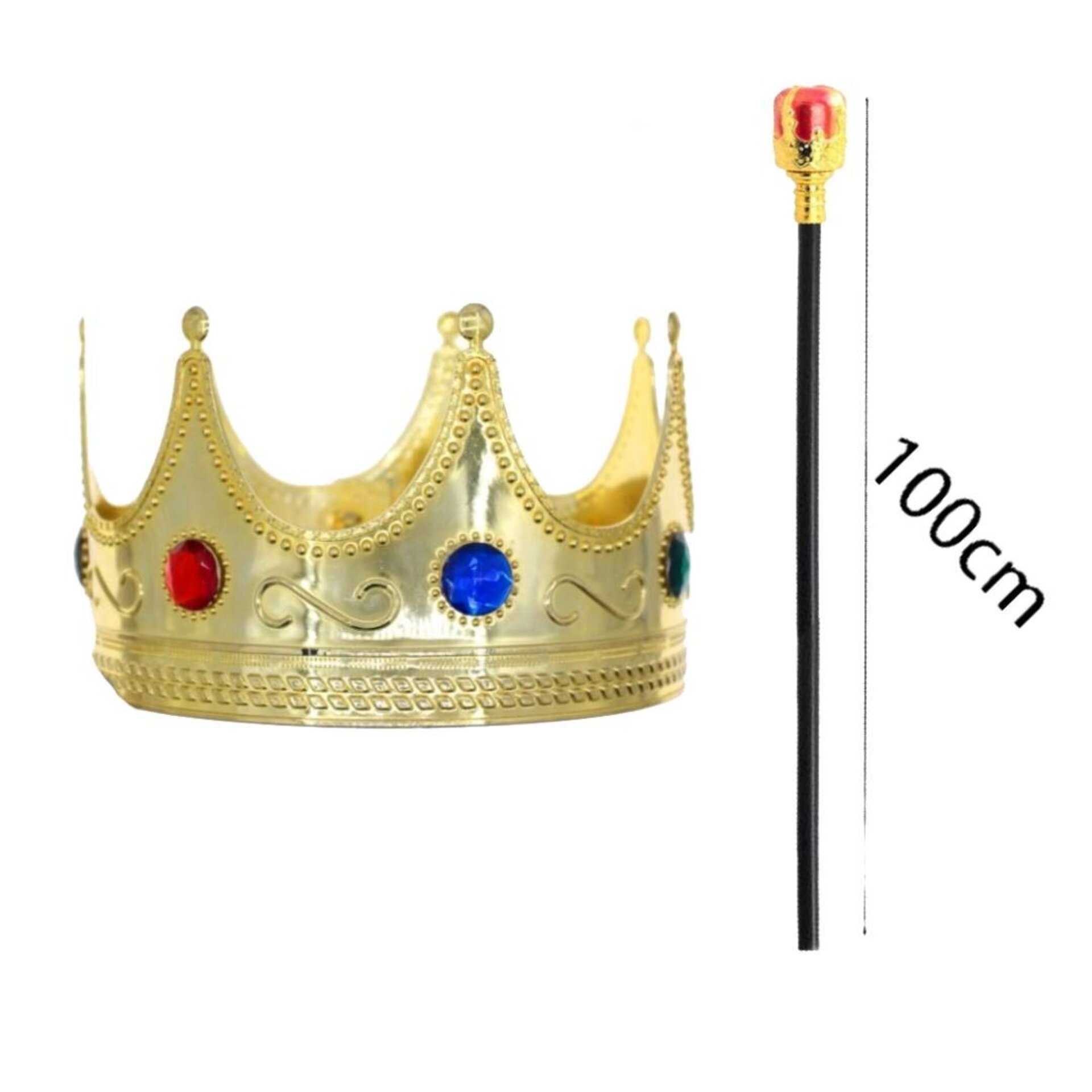 Capa Rey Mago Lujo Burdeos 140cm | Corona Ajustable + Bastón | Accesorio Navidad - 2