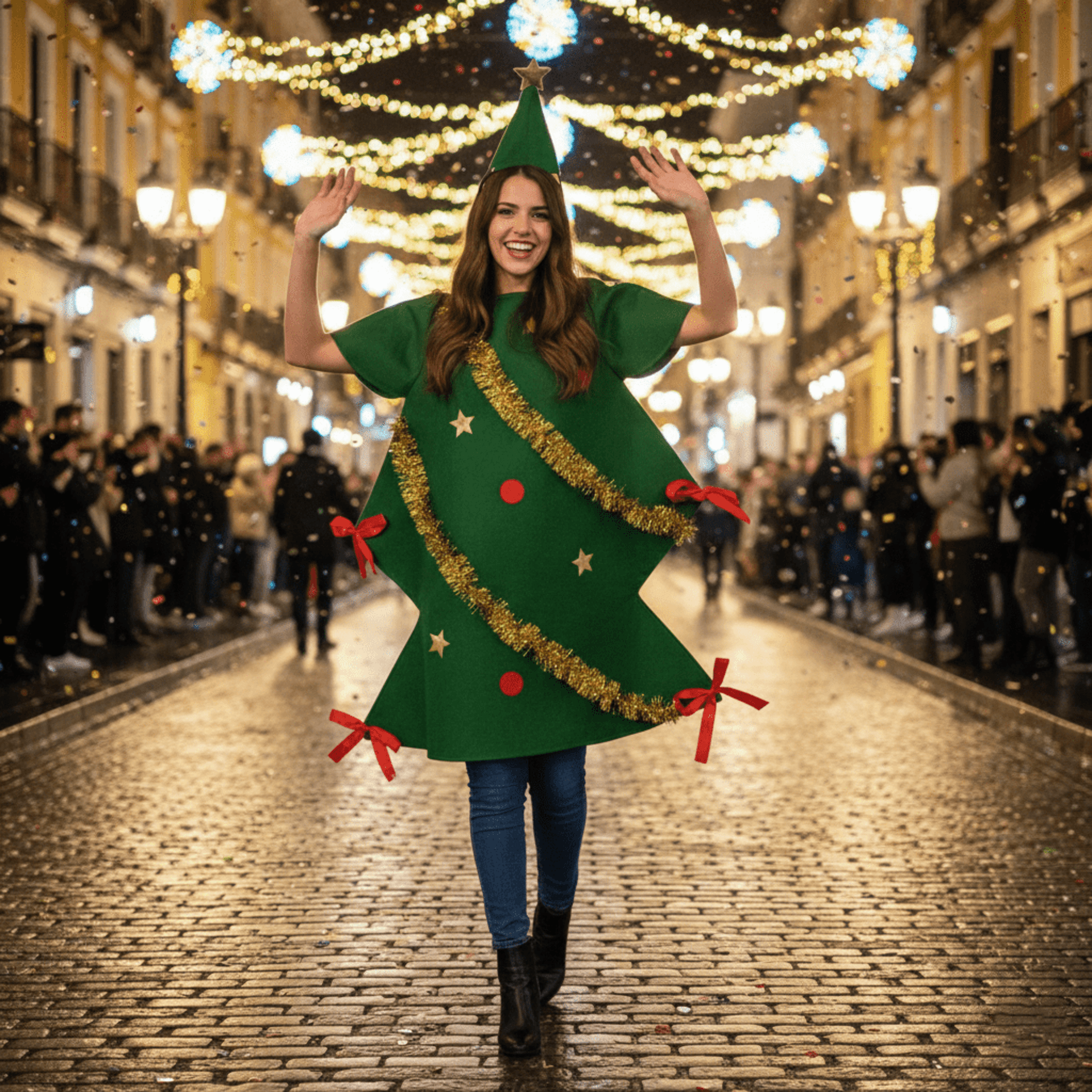 Disfraz de Árbol de Navidad Decorado - Traje Navideño Unisex Divertido | Fiesta - 3