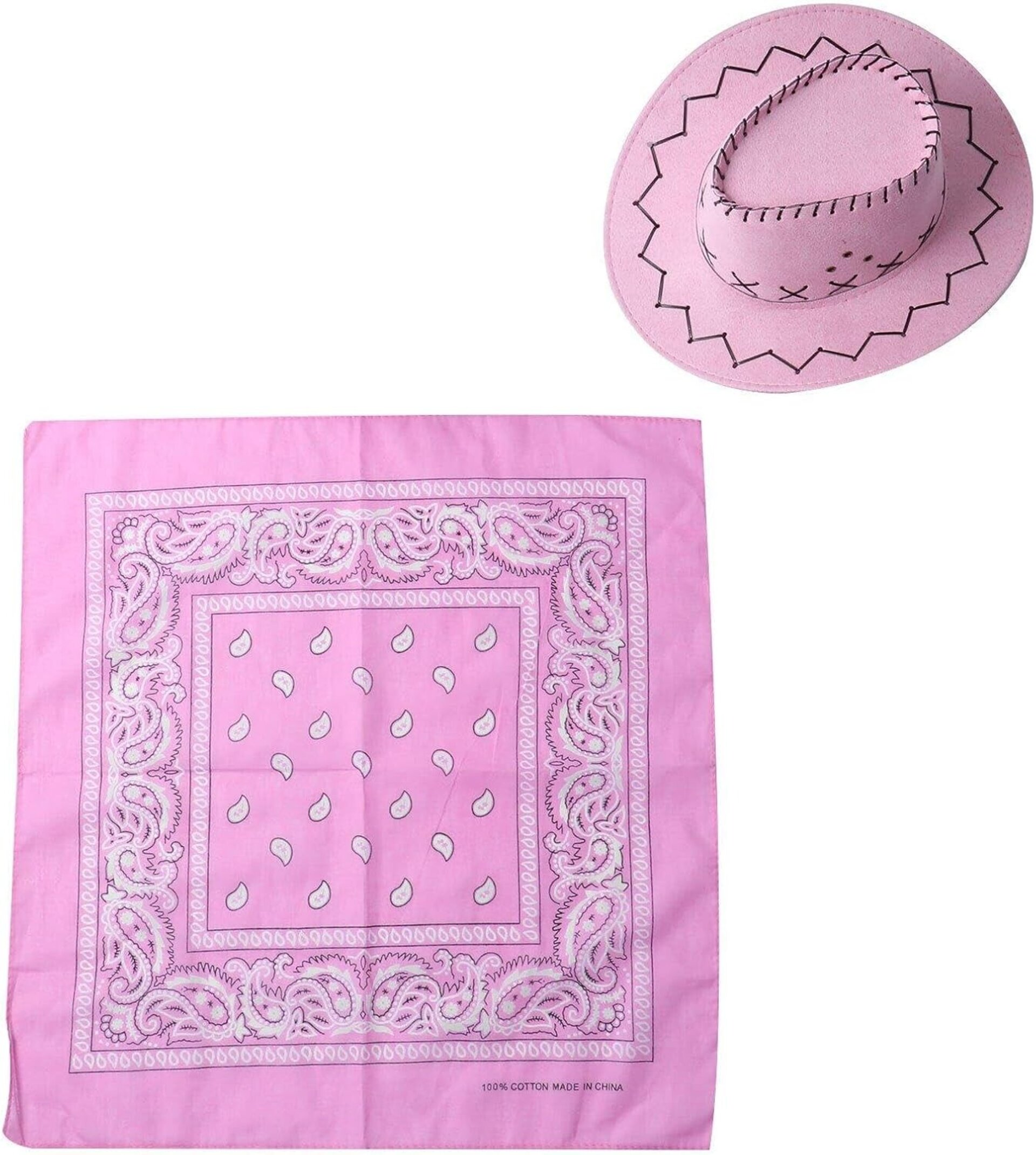 Sombrero Cowboy Vaquera con Bandana Pañuelo Rosa para niñas - 3