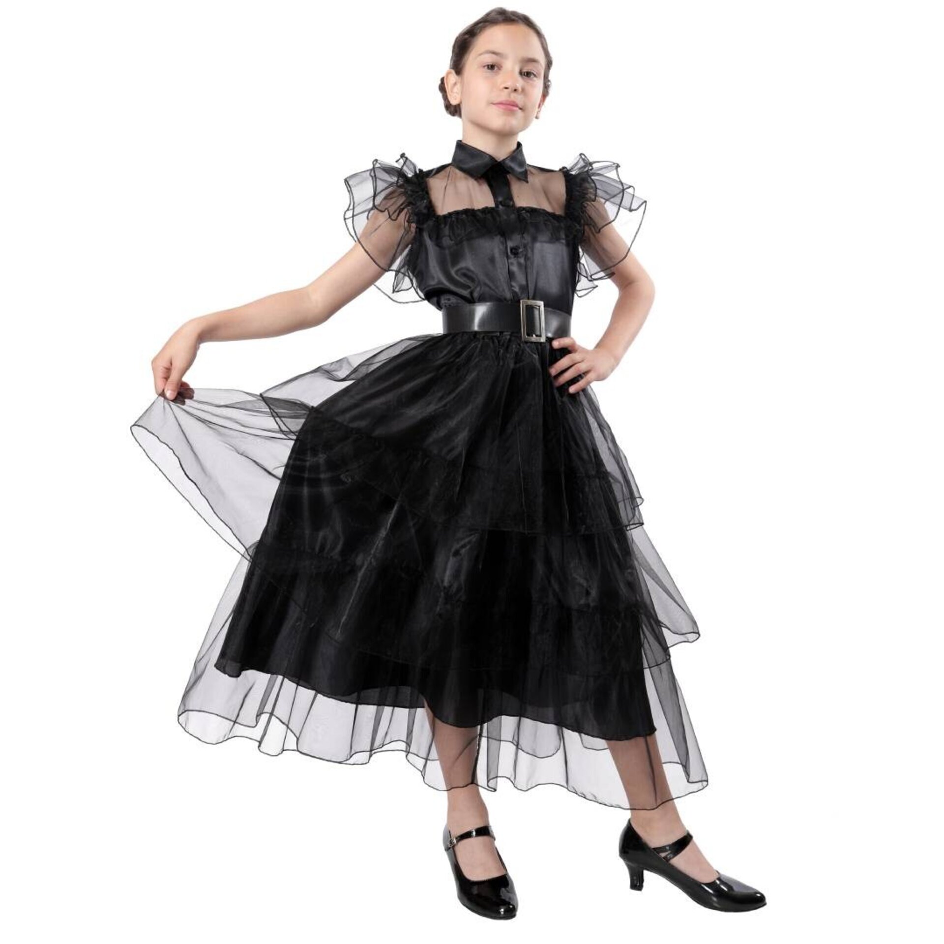 Disfraz de Gala de Merlina para Niñas. Vestido de Baile de Miércoles Addams - 1