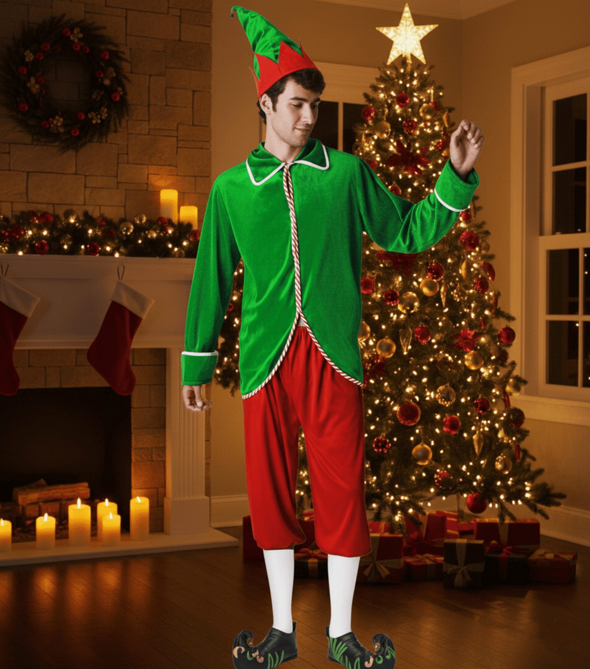 Disfraz de Elfo Navideño para Adulto | Traje de Elfo con Gorro | Talla Única S/M - 1