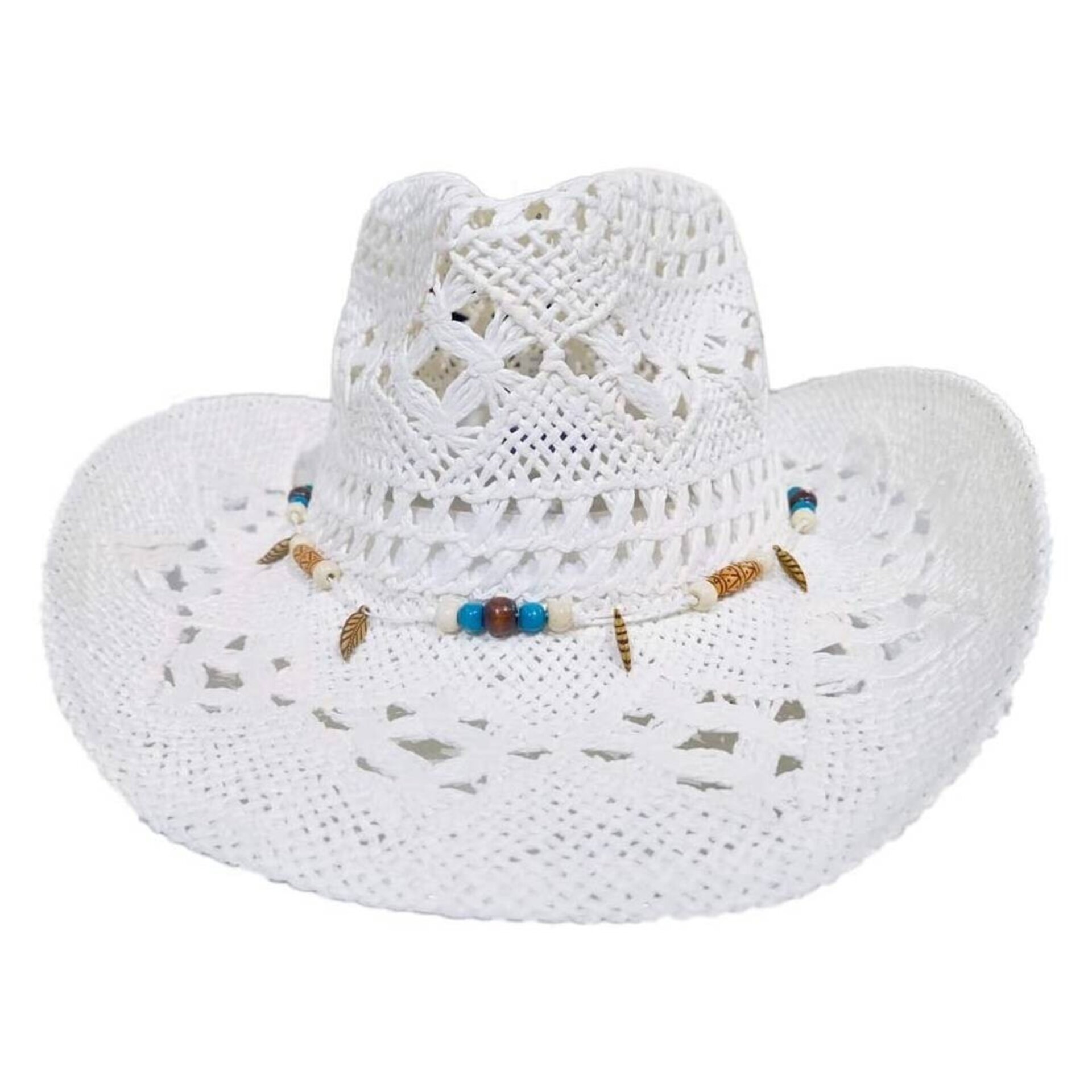 Sombrero Paja Blanco Mujer | Vaquero Estilo Western Country | Ajustable Cowboy - 3