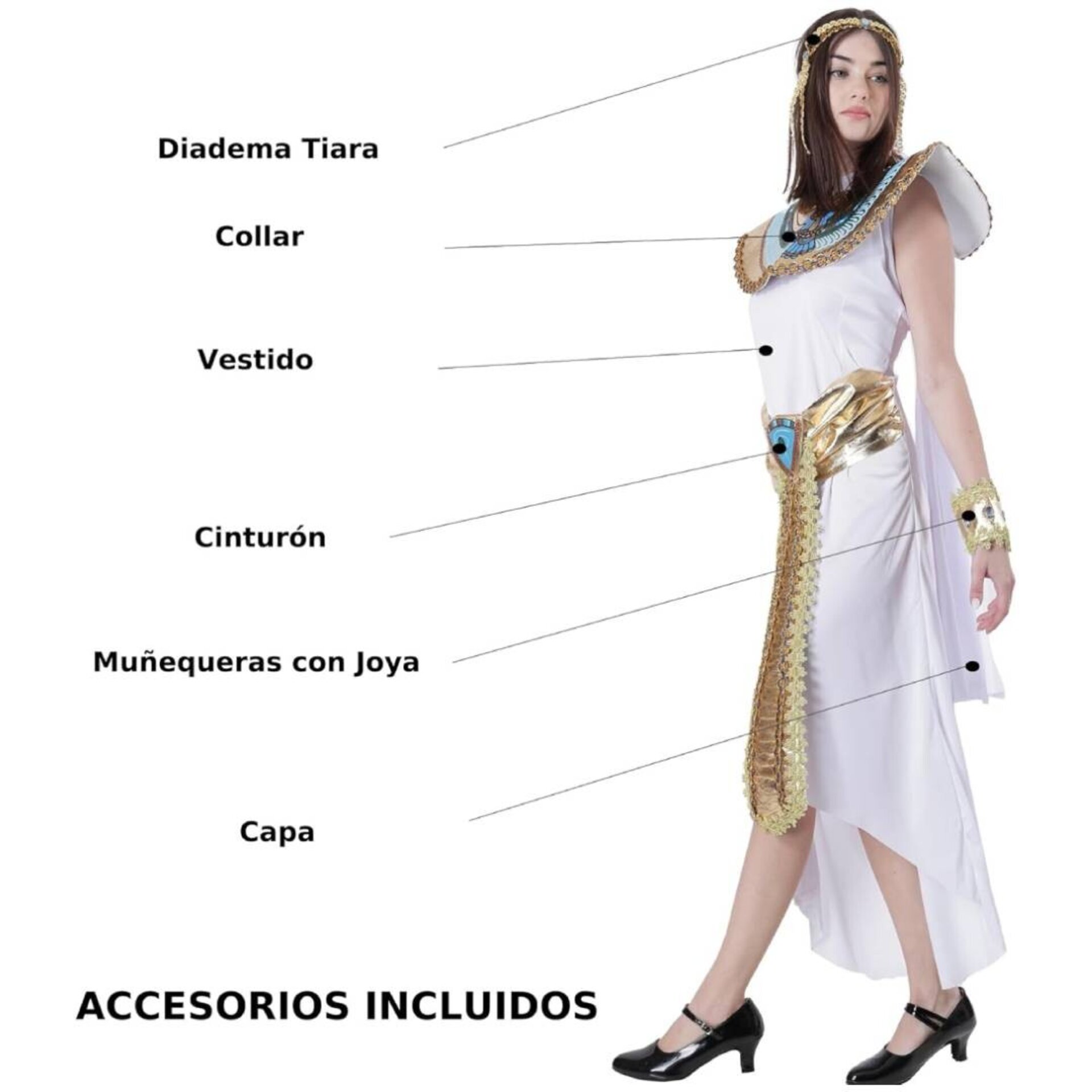 Disfraz de Cleopatra Mujer. Vestido de Faraona Egipcia con Accesorios de Lujo - 7
