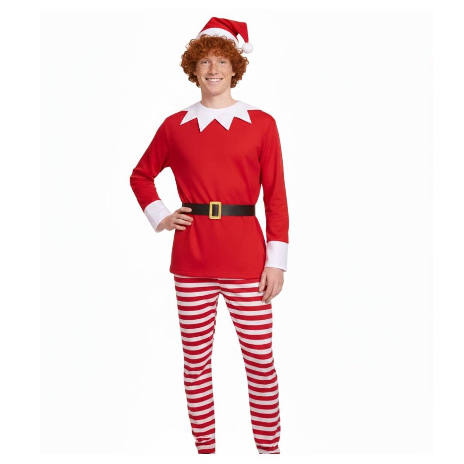 Disfraz de Elfo de Navidad para Hombre - Traje de Ayudante de Papá Noel de Lujo - 1
