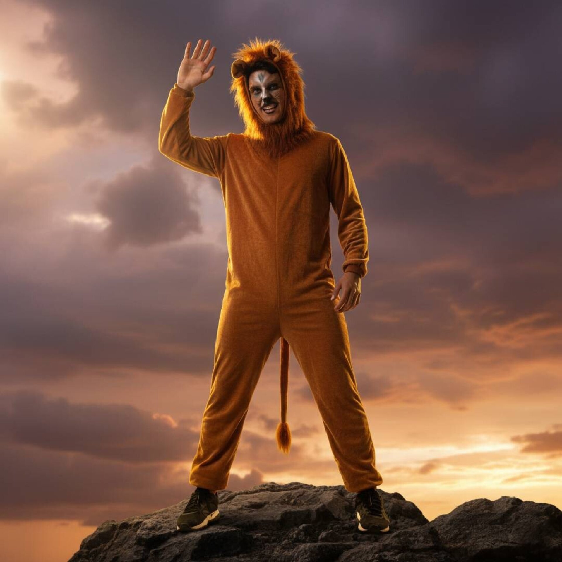 Disfraz de León Adulto Hombre - Pijama Enterizo de Invierno Cálido | Talla única - 2