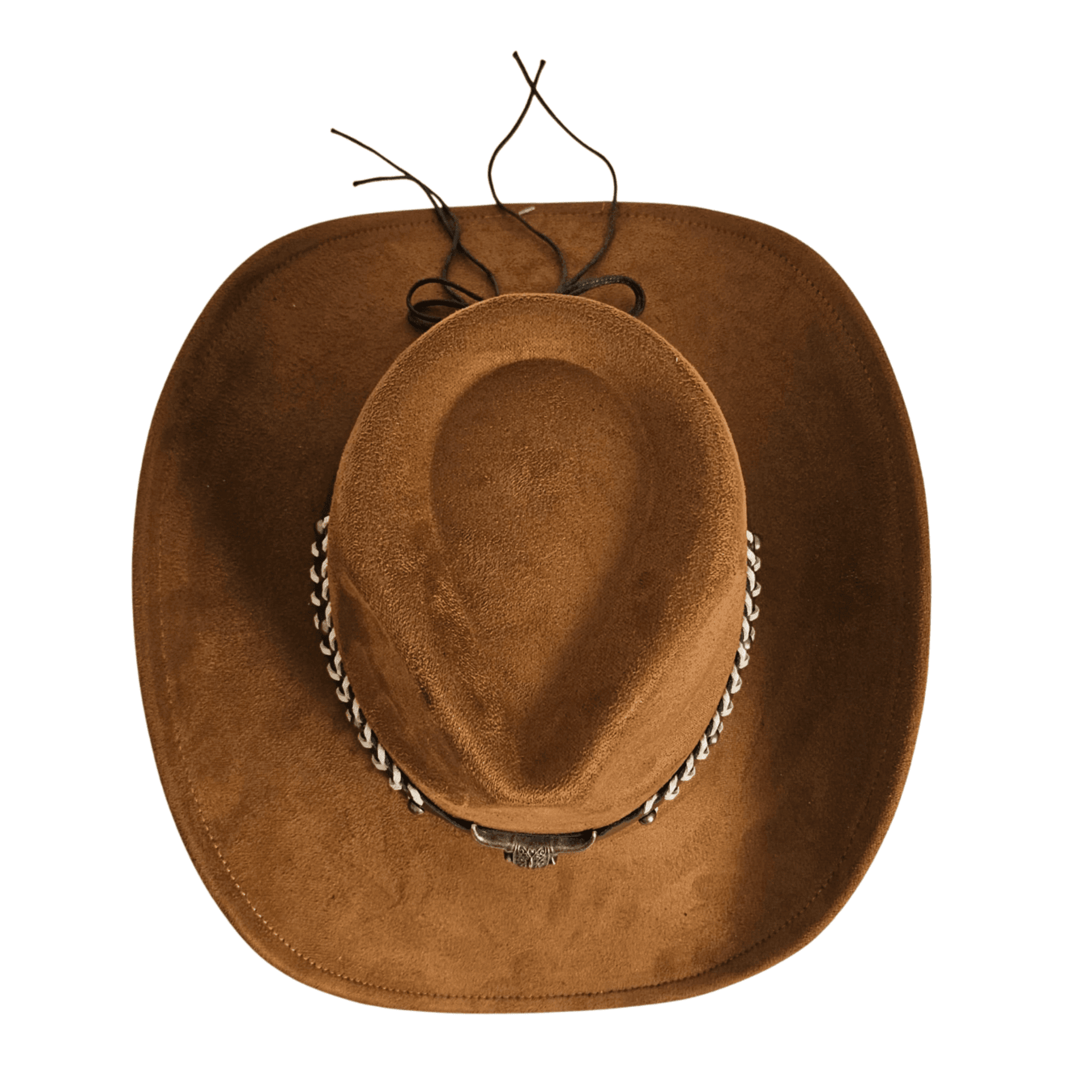 Sombrero Vaquero Estilo Western de Ala Ancha - Cowboy Marron Gamuza Sintetica - 6