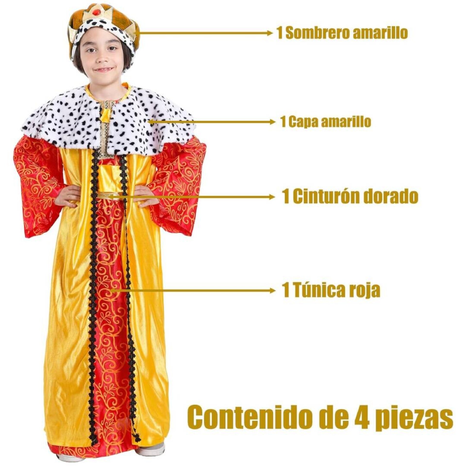 Disfraz Rey Mago Cabalgata de Reyes Regalos Navidad Traje Niños - 15