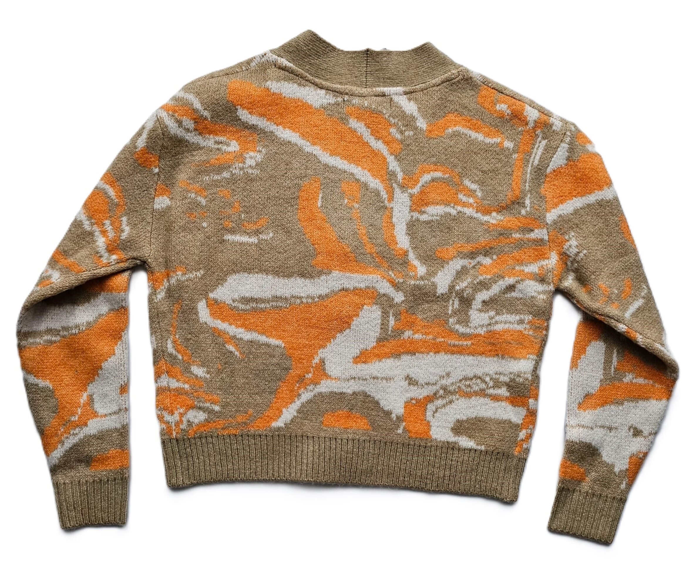 Cárdigan de Punto Mujer Premium | Estampado Abstracto Naranja | Chaqueta Marrón - 11