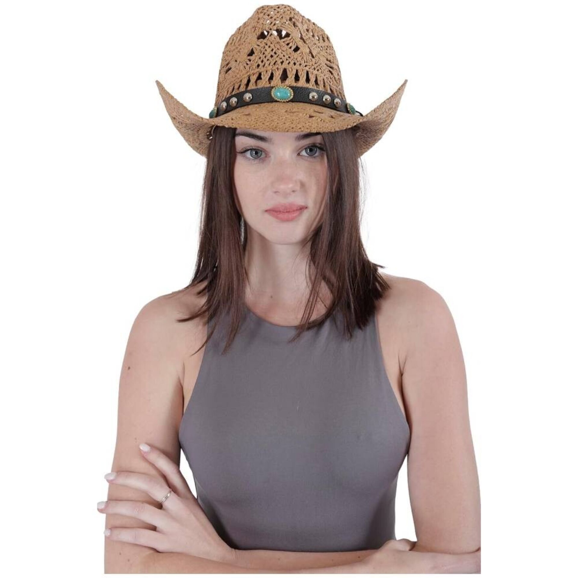 Sombrero Vaquero Paja Marrón | Unisex Estilo Western | Ajustable Country - 2