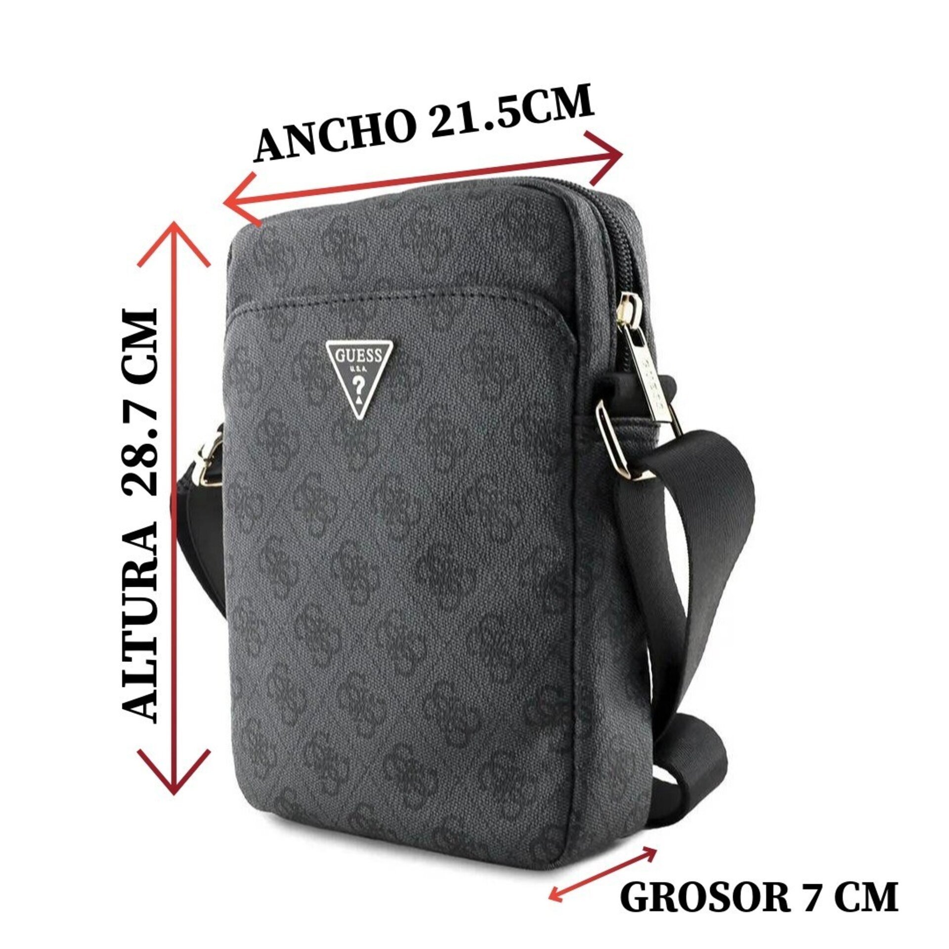 Bolso Bandolera Guess Logotipo Triangular Polipiel Gris Tablet 10 pulgadas - 2