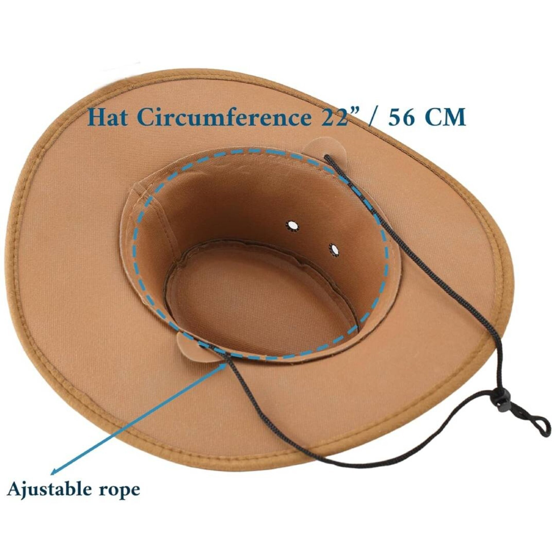 Sombrero Vaquero Cowboy Western Rodeo Talla S/M para Hombre Mujer Beige Claro - 4