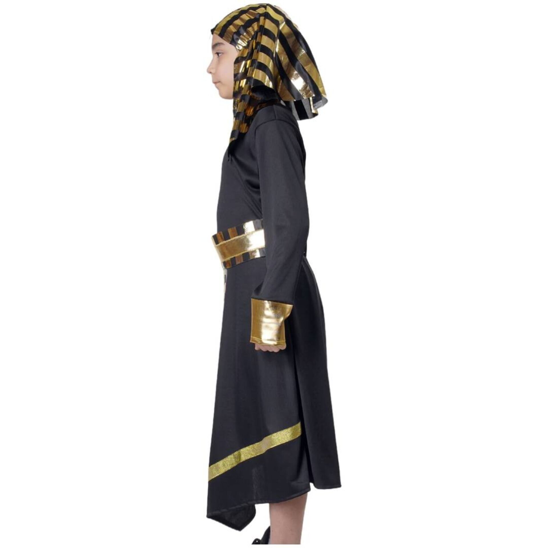 Disfraz de Faraón Egipcio para Niño. Traje Negro Histórico con Detalles Dorados. - 6