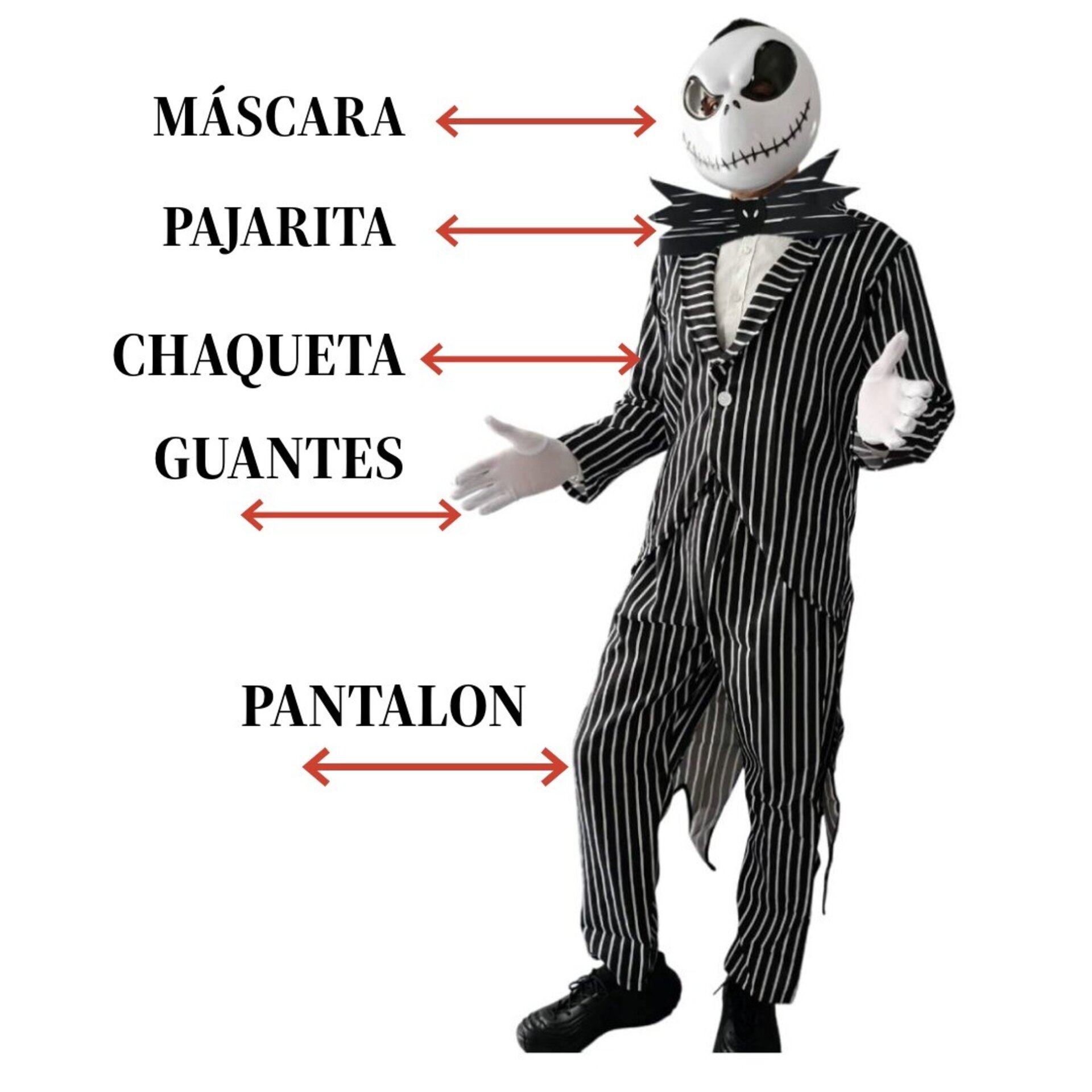 Disfraz Jack Skellington Traje Rey Calabaza Skeleto Pesadilla antes de Navidad - 7