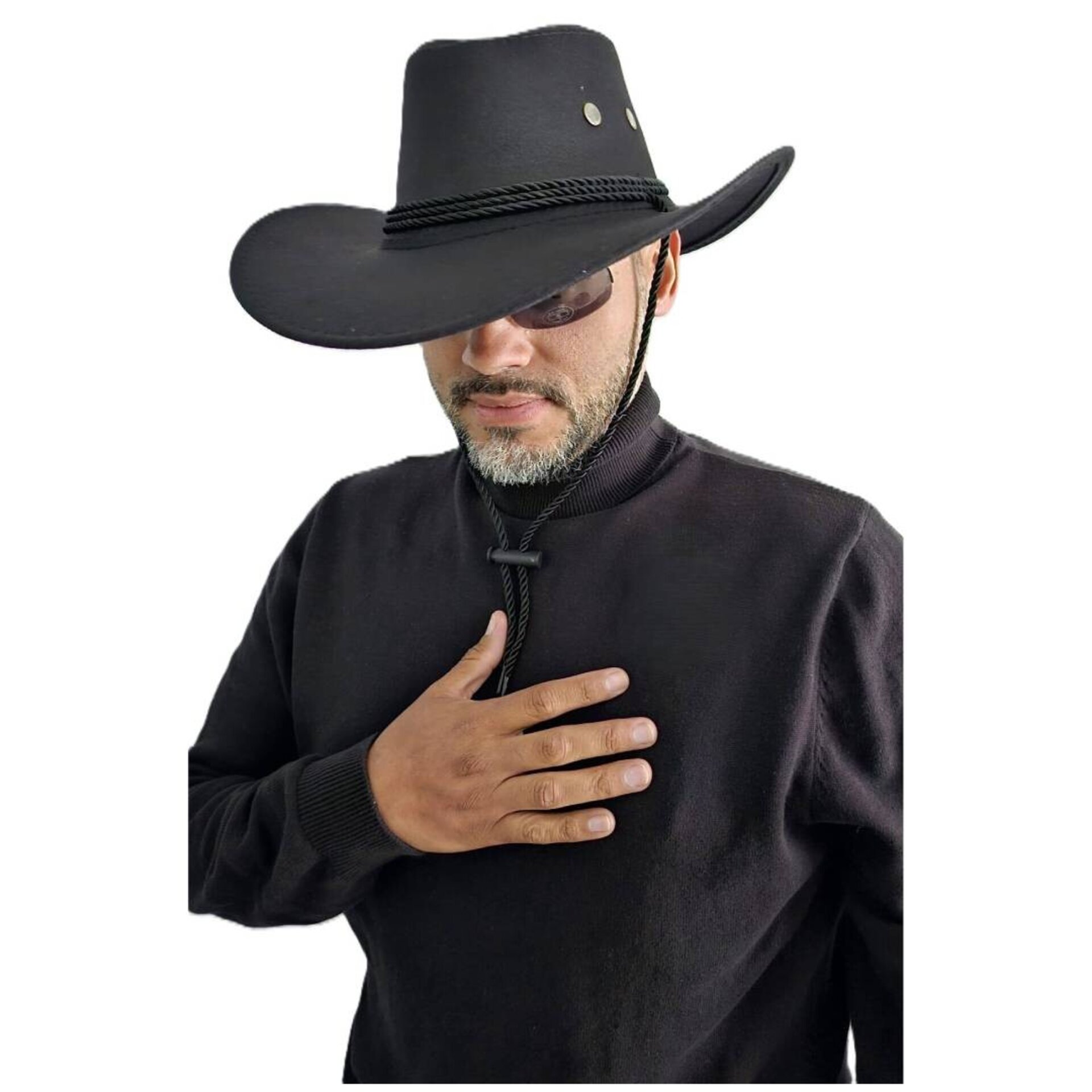 Sombrero Cowboy Vaquero Western Rodeo Unisex Adulto Negro Liso - 3