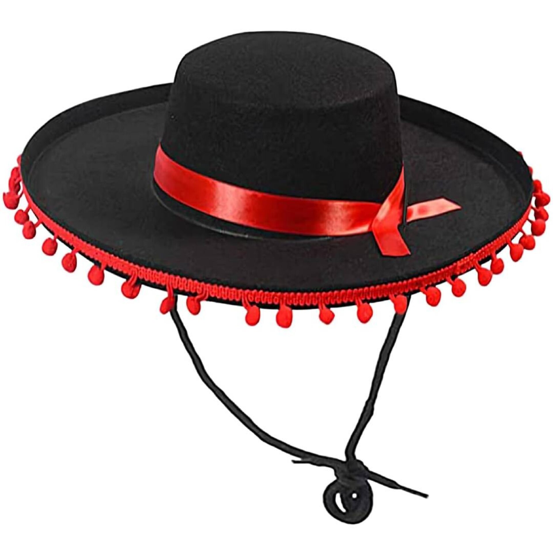 Sombrero Cordobés con Madroños y Cinta Roja - Gorro Ajustable para Niños Adultos - 3