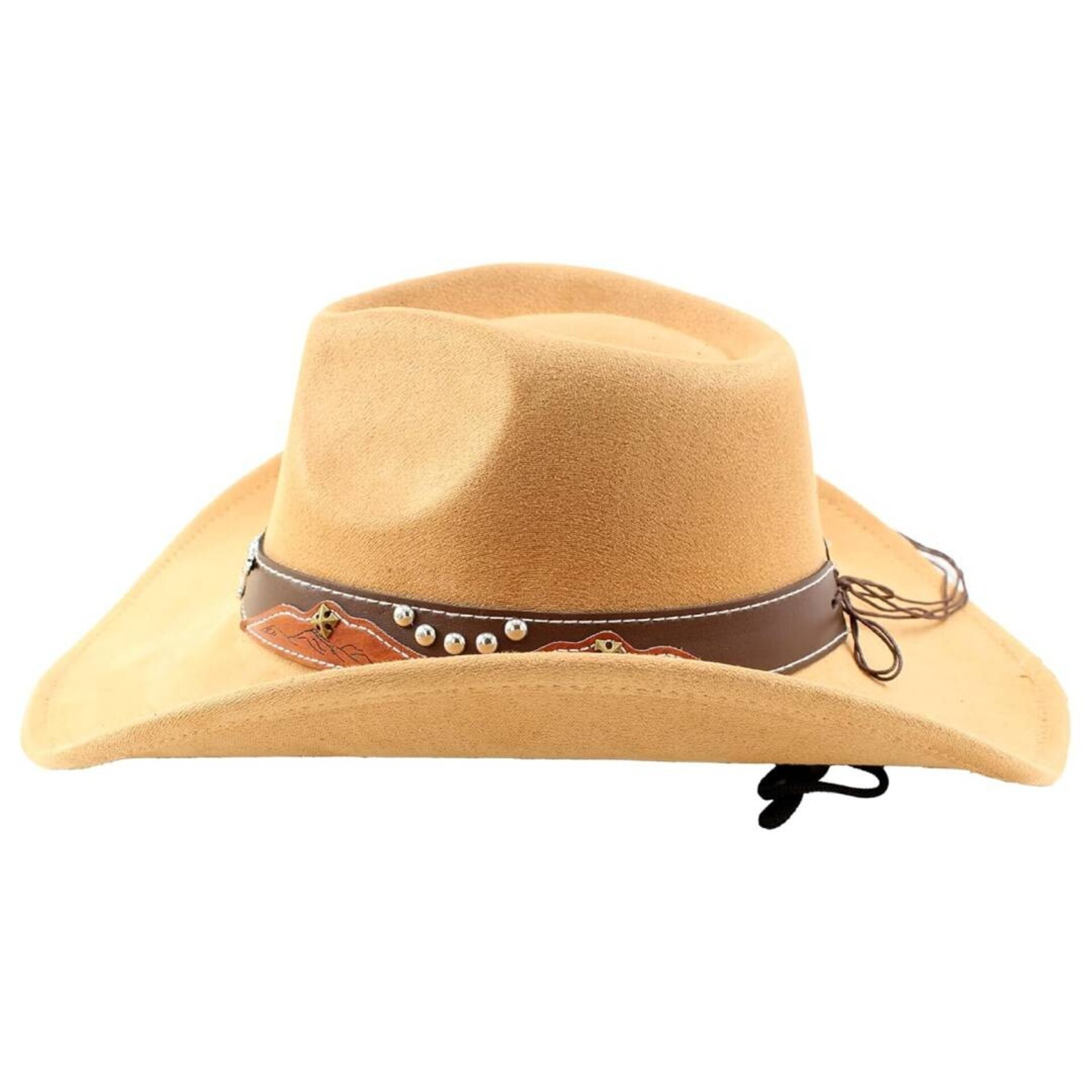 Sombrero Vaquero Fieltro Unisex Western Cowboy Adulto con Banda Beige Talla M/L - 2