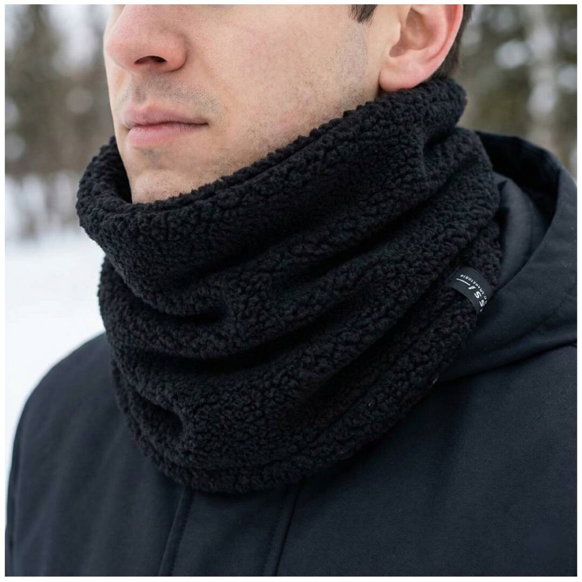 Bufanda Redonda unisex para el cuello Braga Calentador Borrego Negro - 1