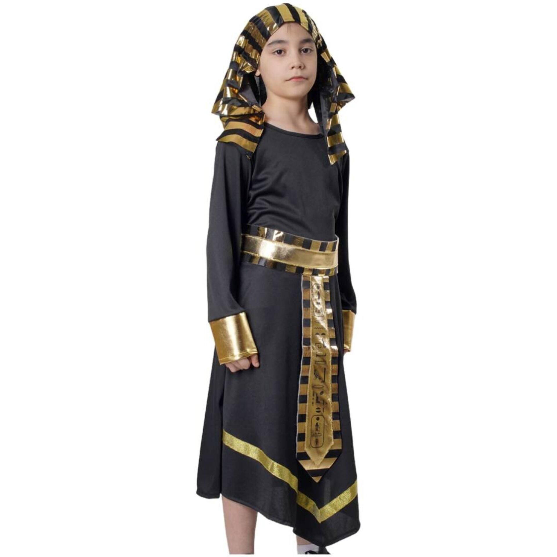 Disfraz de Faraón Egipcio para Niño. Traje Negro Histórico con Detalles Dorados. - 3