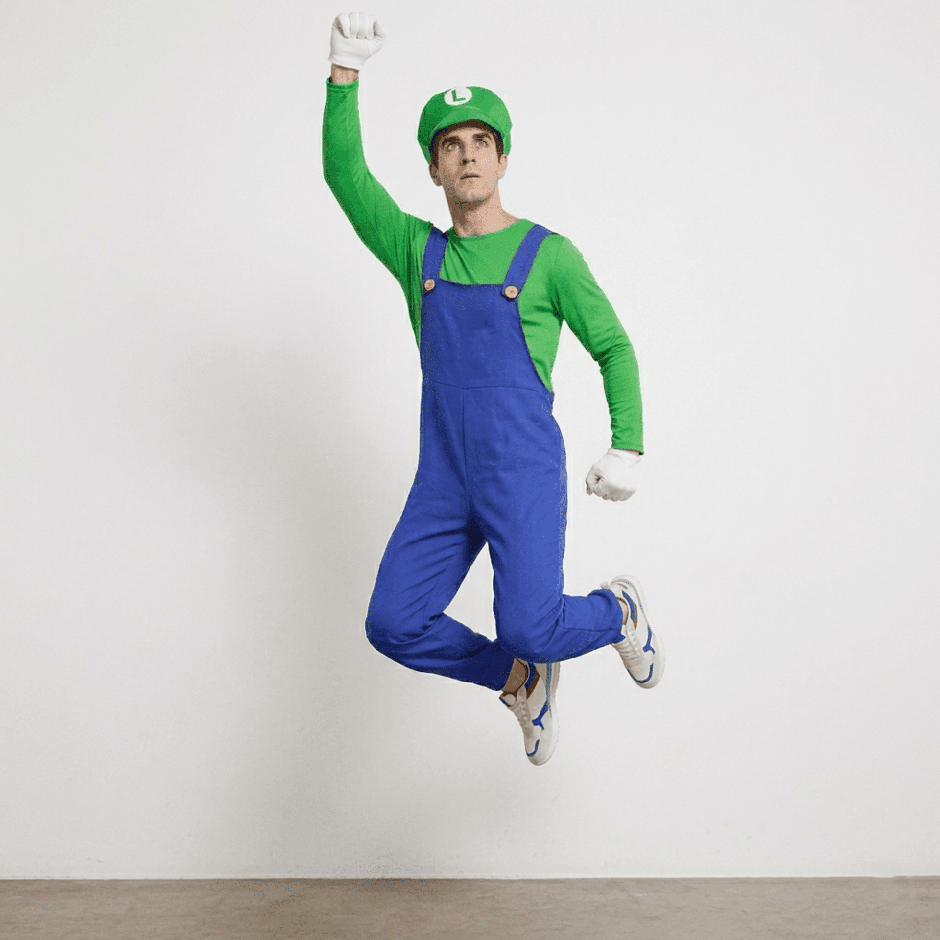 Disfraz Luigi, Super Mario Bros Hermanos Fontanero Enterizo, Gorra para Adulto - 7