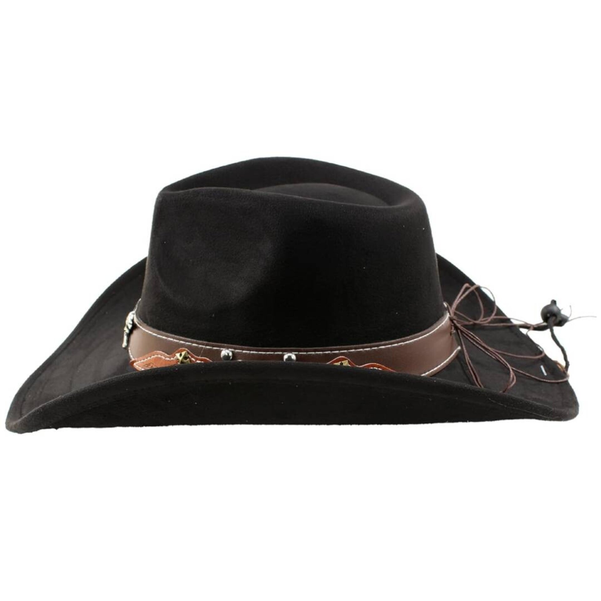 Sombrero Vaquero Fieltro Negro Gamuza Sintético Cowboy Western Adulto Ajustable - 5