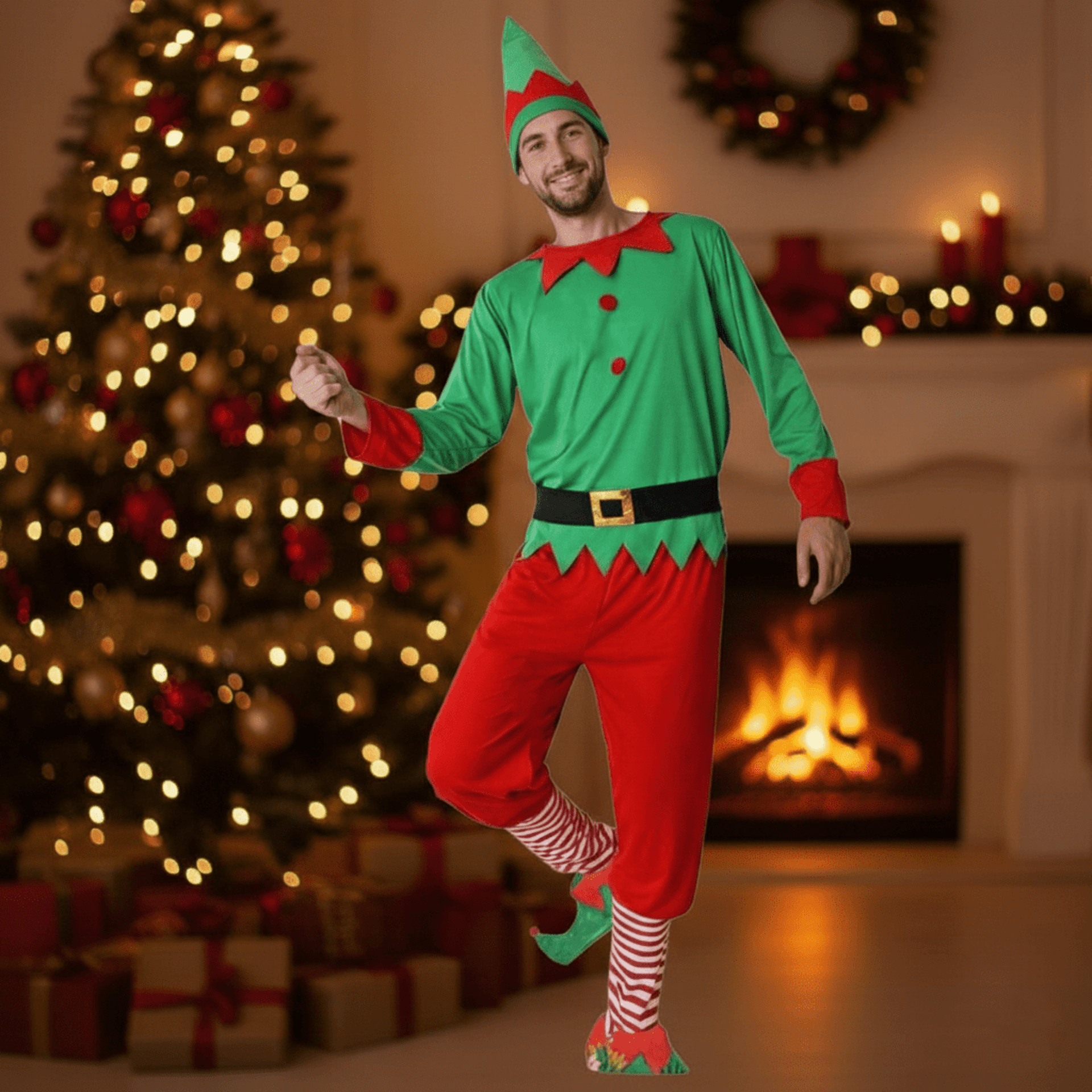Disfraz de Elfo Premium para Hombre - Traje de Duende Ayudante de Santa - 1