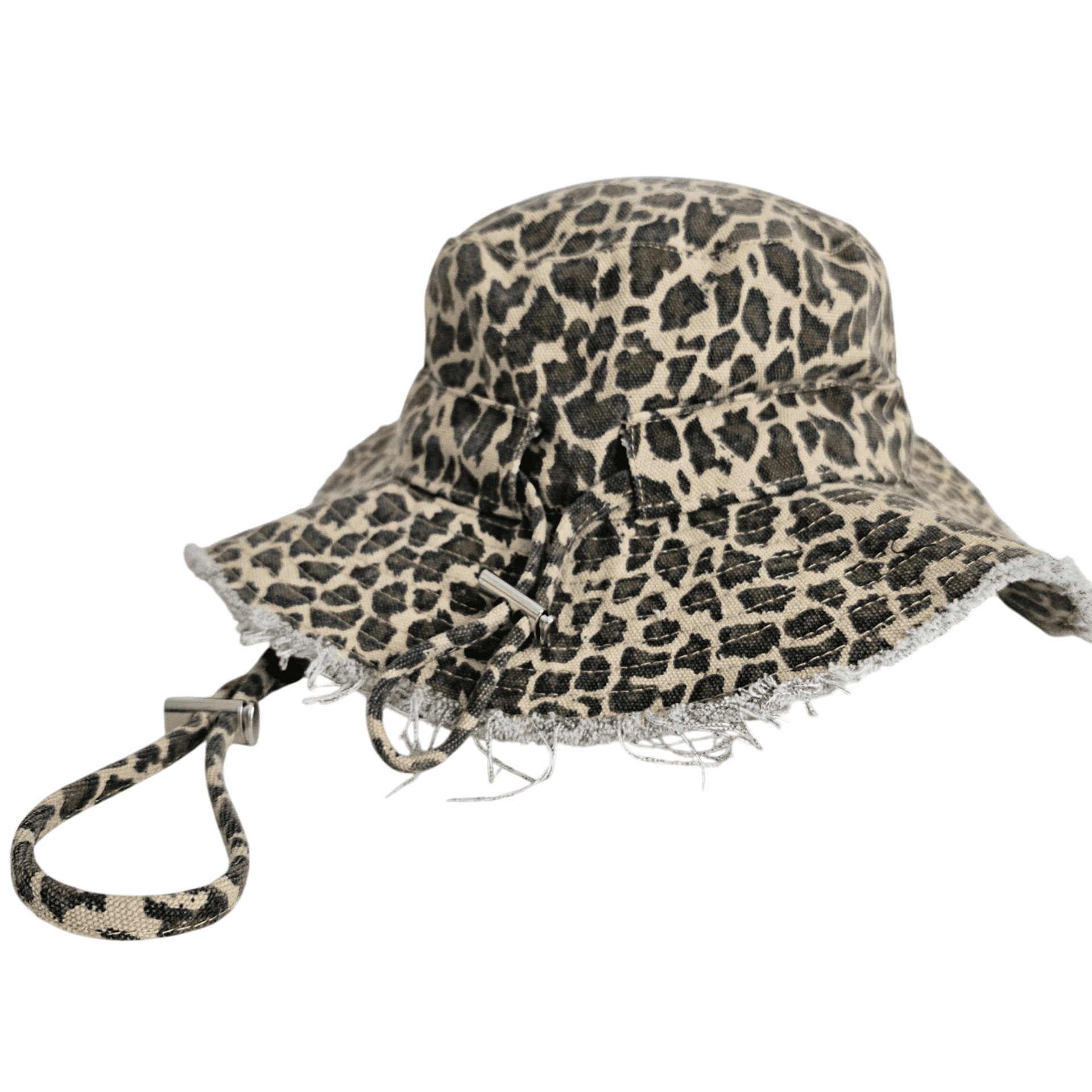 Sombrero pescador animal print Bucket Hat Leopardo Deshilachado Gorro para Mujer - 6