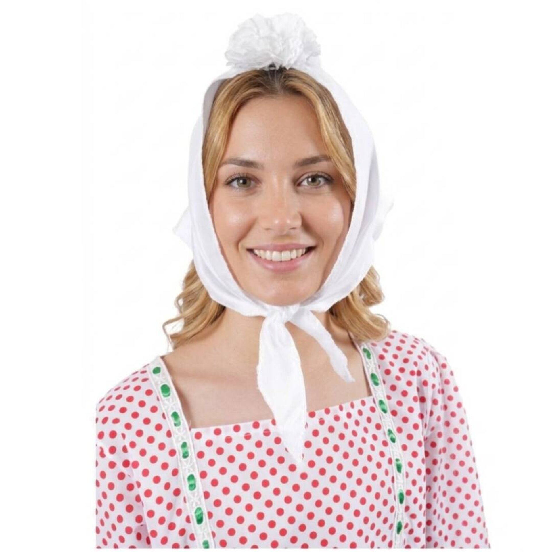 Lote 24 Accesorios Disfraz Chulapa Adulto : 12 Pañuelos Blancos + 12 Claveles - 2