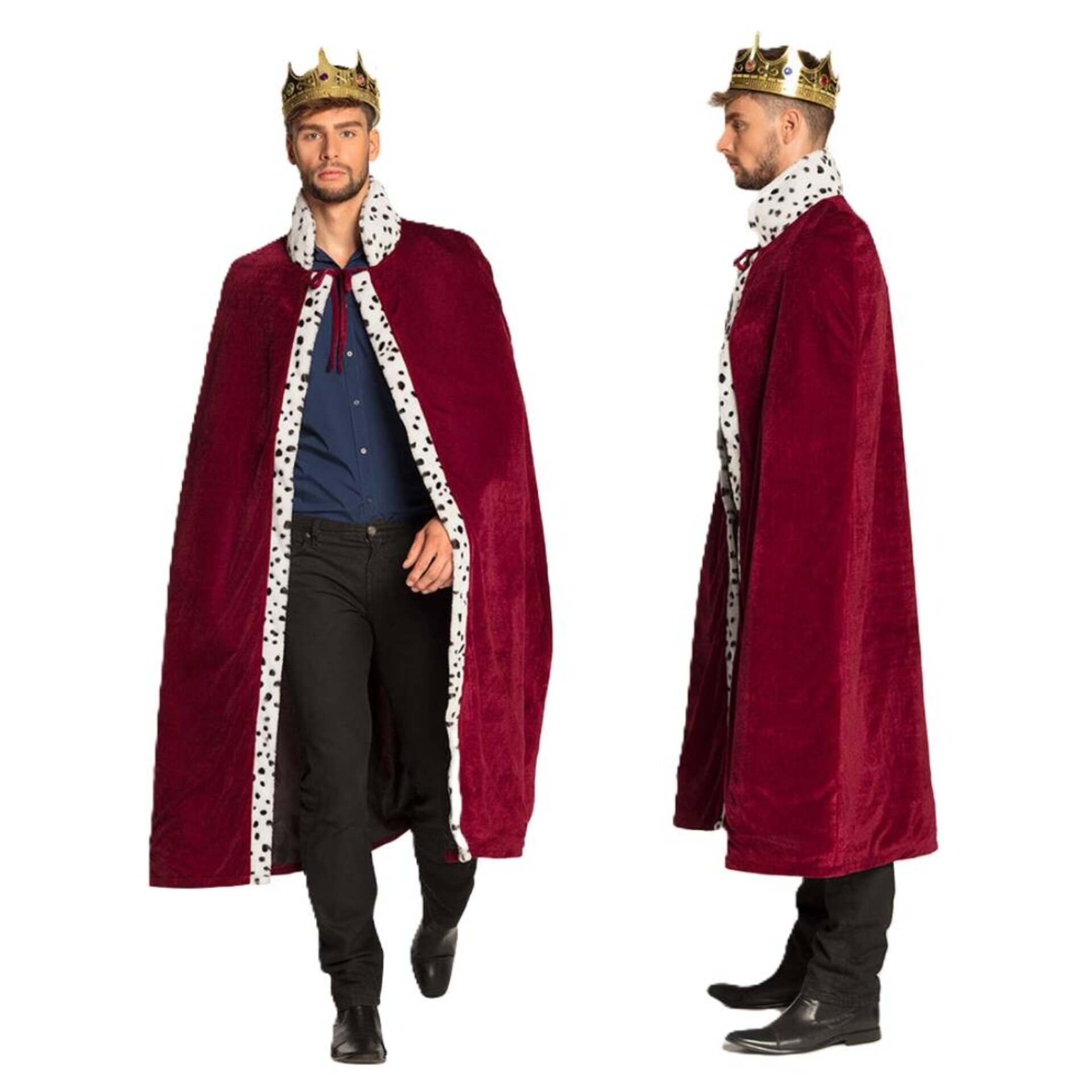 Capa Rey Mago Lujo Burdeos 140cm | Corona Ajustable + Bastón | Accesorio Navidad - 10