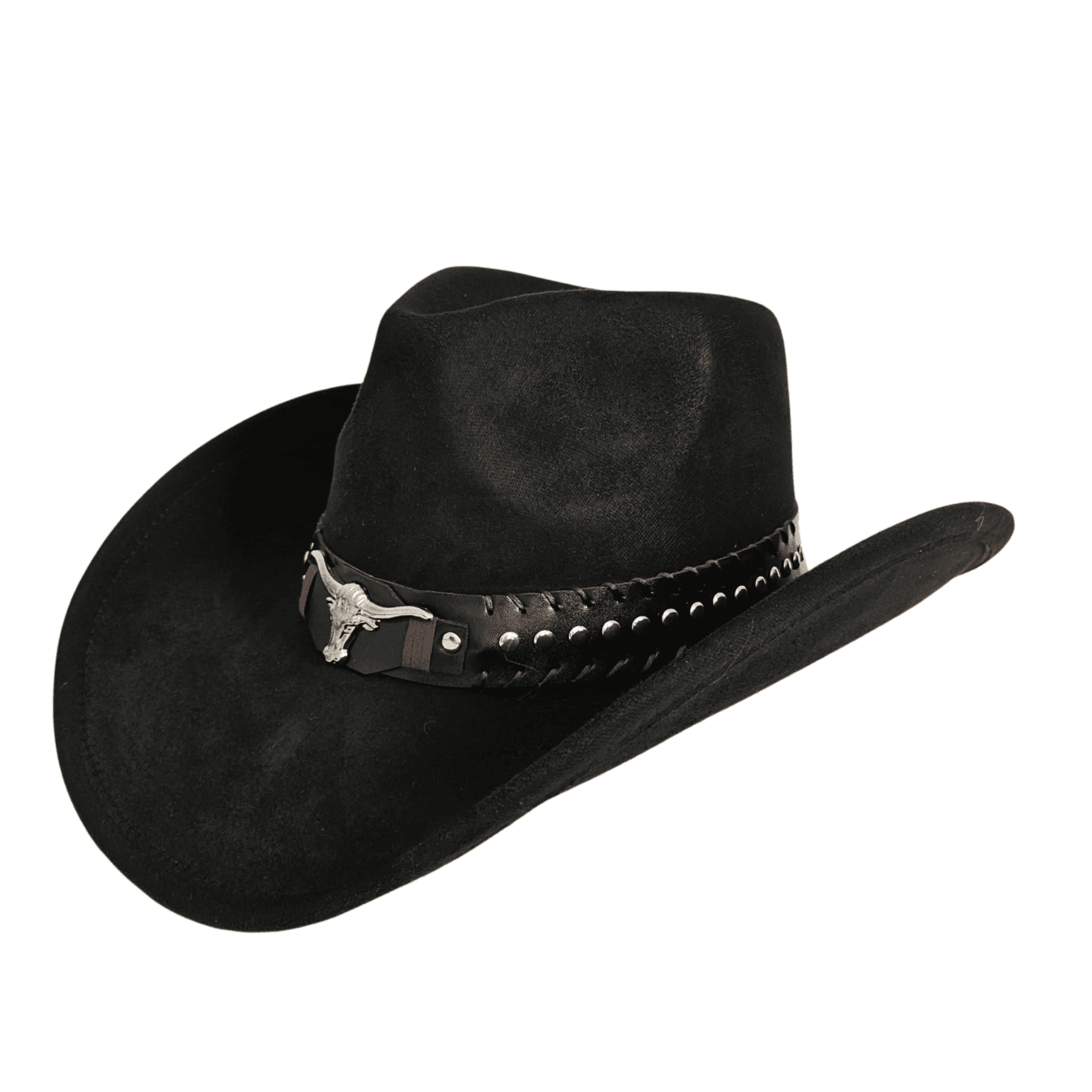 Sombrero Vaquero Cowboy | Estilo Western de Ala Ancha | Negro Gamuza Sintética - 4