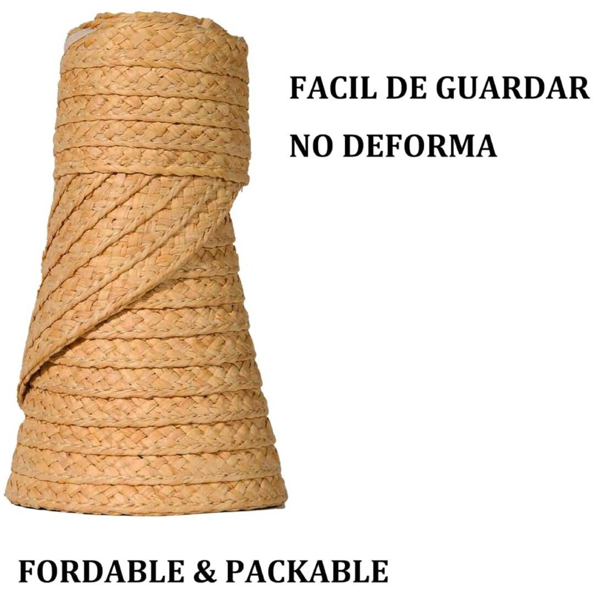 Sombrero de Paja Gorro Visera de ala ancha Mujer Adulto Talla Ajustable Marrón - 5