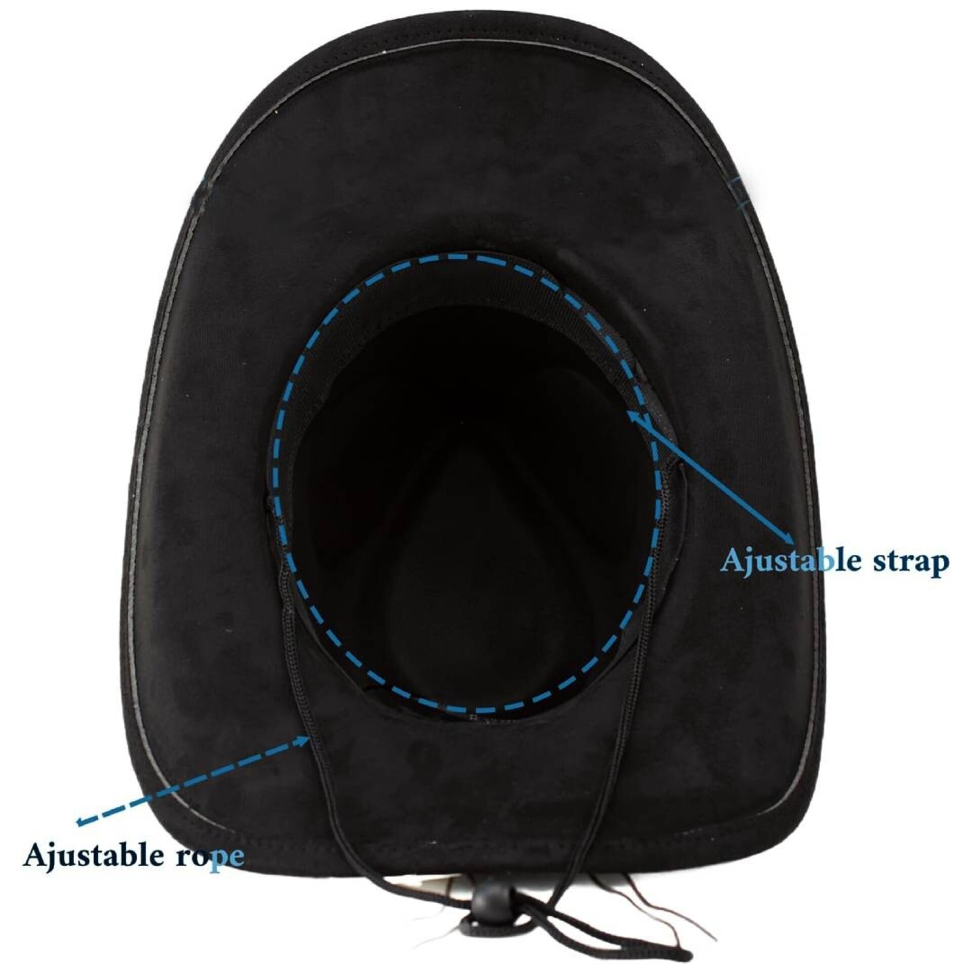 Sombrero Vaquero Fieltro Negro Gamuza Sintético Cowboy Western Adulto Ajustable - 3