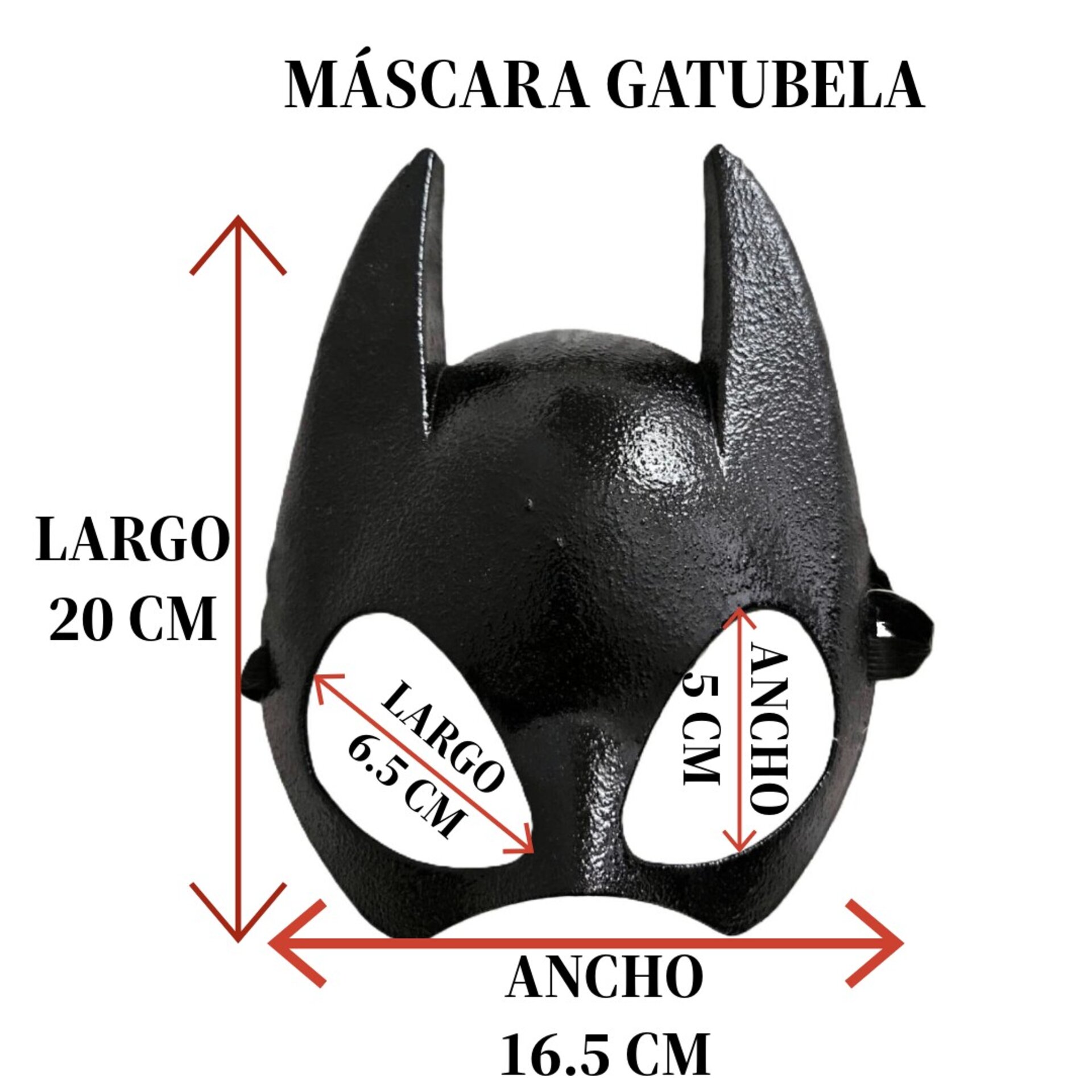 Máscara Catwoman Mujer Gata Sexy Gatúbela Talla única ajustable Careta Negra - 3