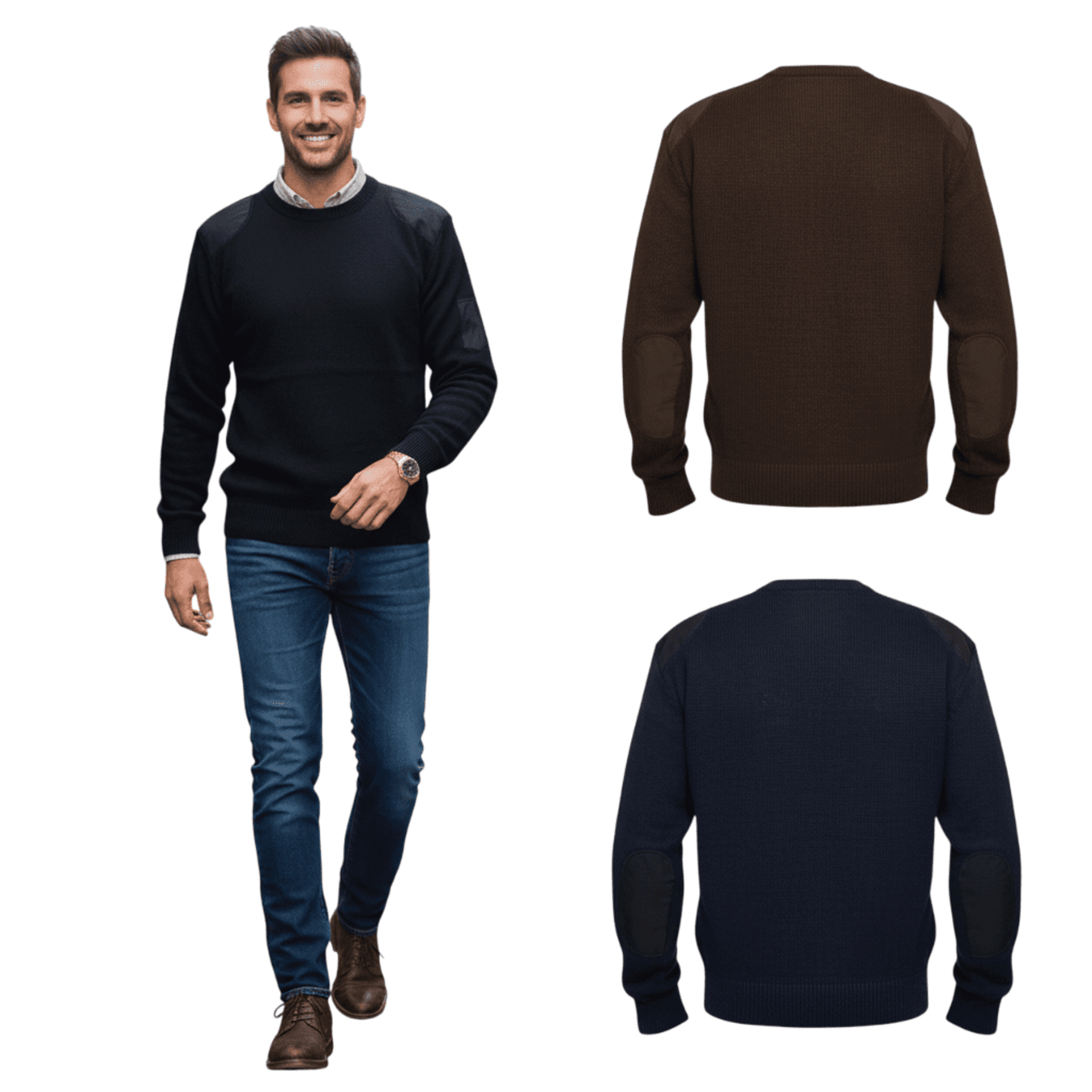 Jersey cuello redondo con mangas largas punto grueso acrilico para Hombre - 1