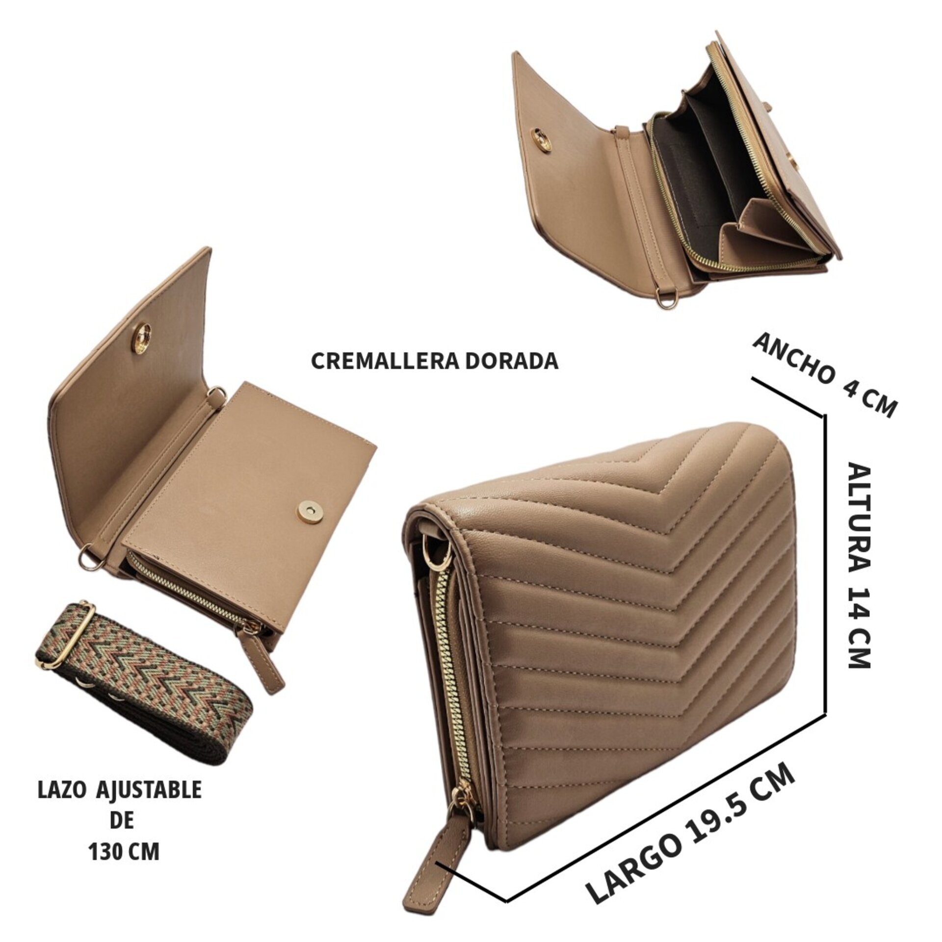 Bolso Bandolera Marrón Piel sintética para Mujer - 5