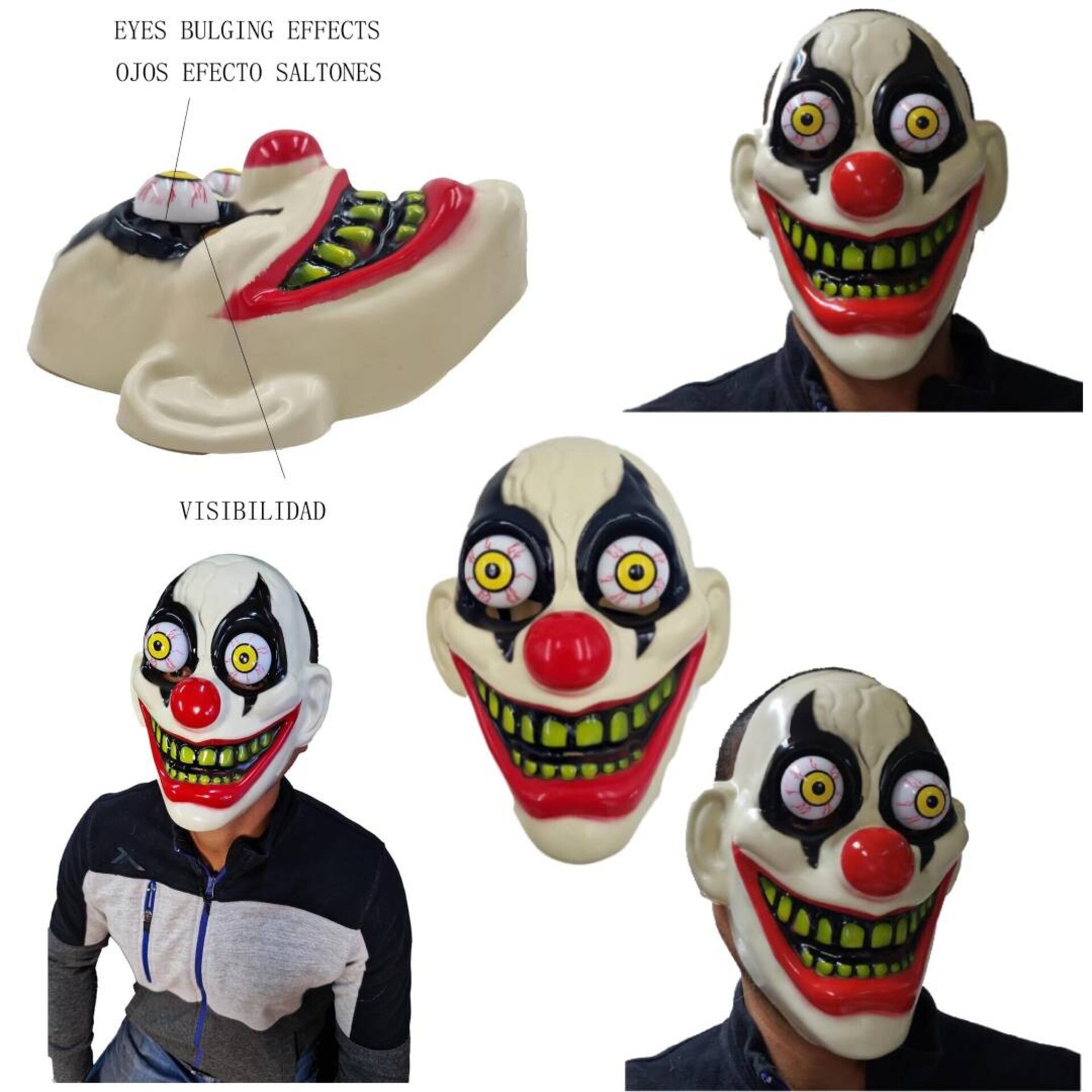 Disfraz Payaso del Terror. Máscara, Guantes, Machete Falso Sangriento y Mono. - 4