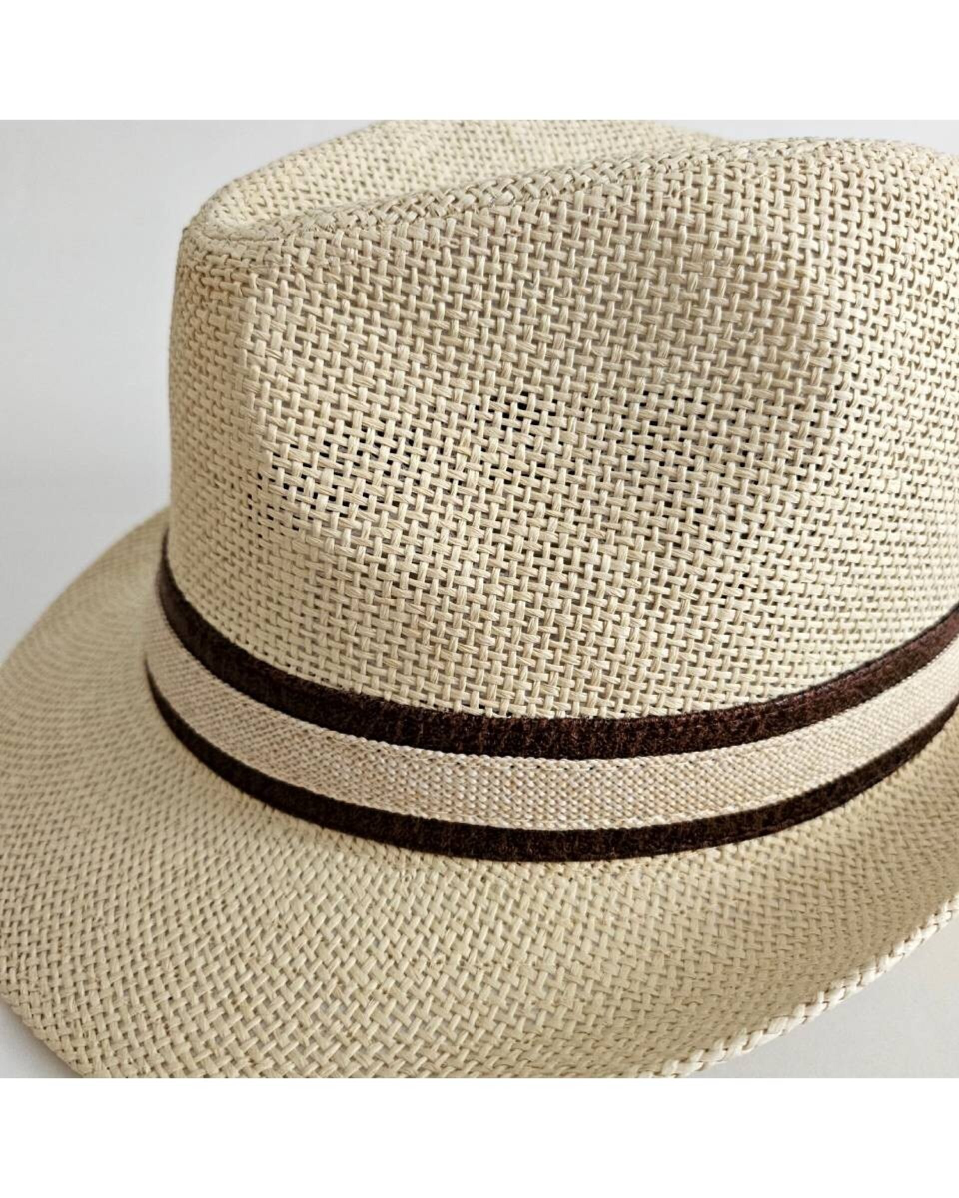 Sombrero de Paja Gorro Trilby para Adulto Hombre Mujer Beige - 4
