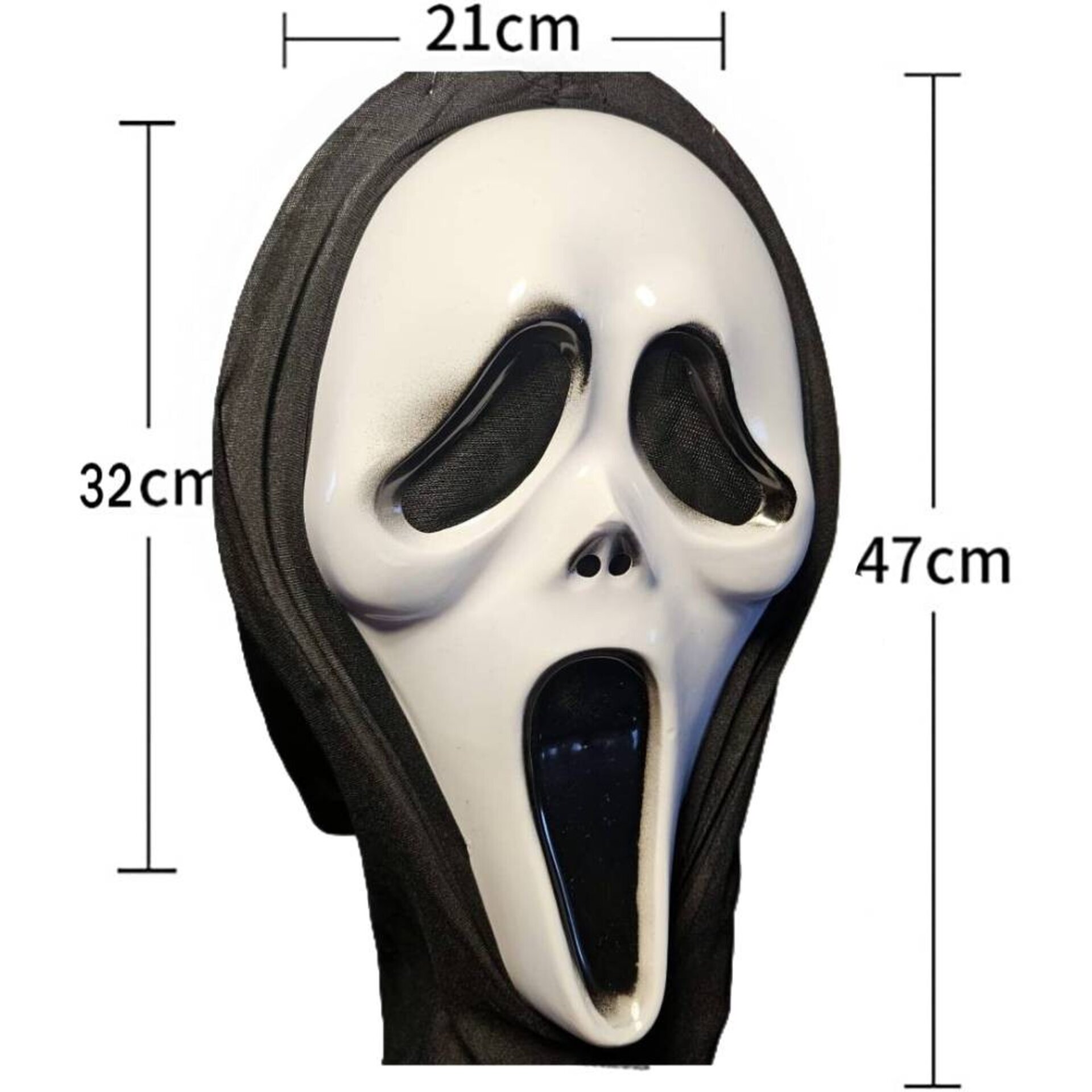 Máscara Scream Ghostface | Halloween Terror Adulto | Plástico Resistente - 3