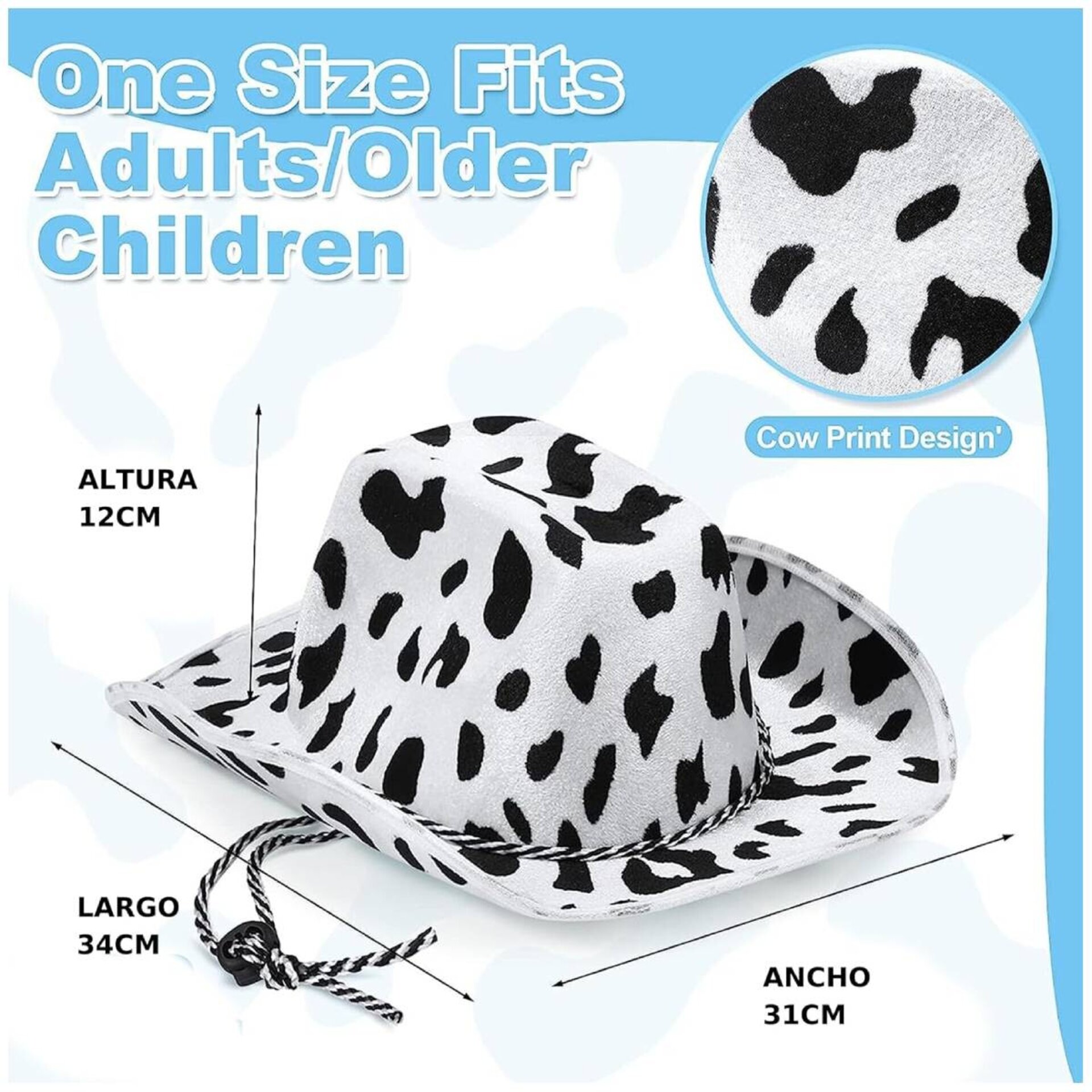 Sombrero cowboy Vaquero con Pañuelo Western Bandana Estampada para Adulto - 7