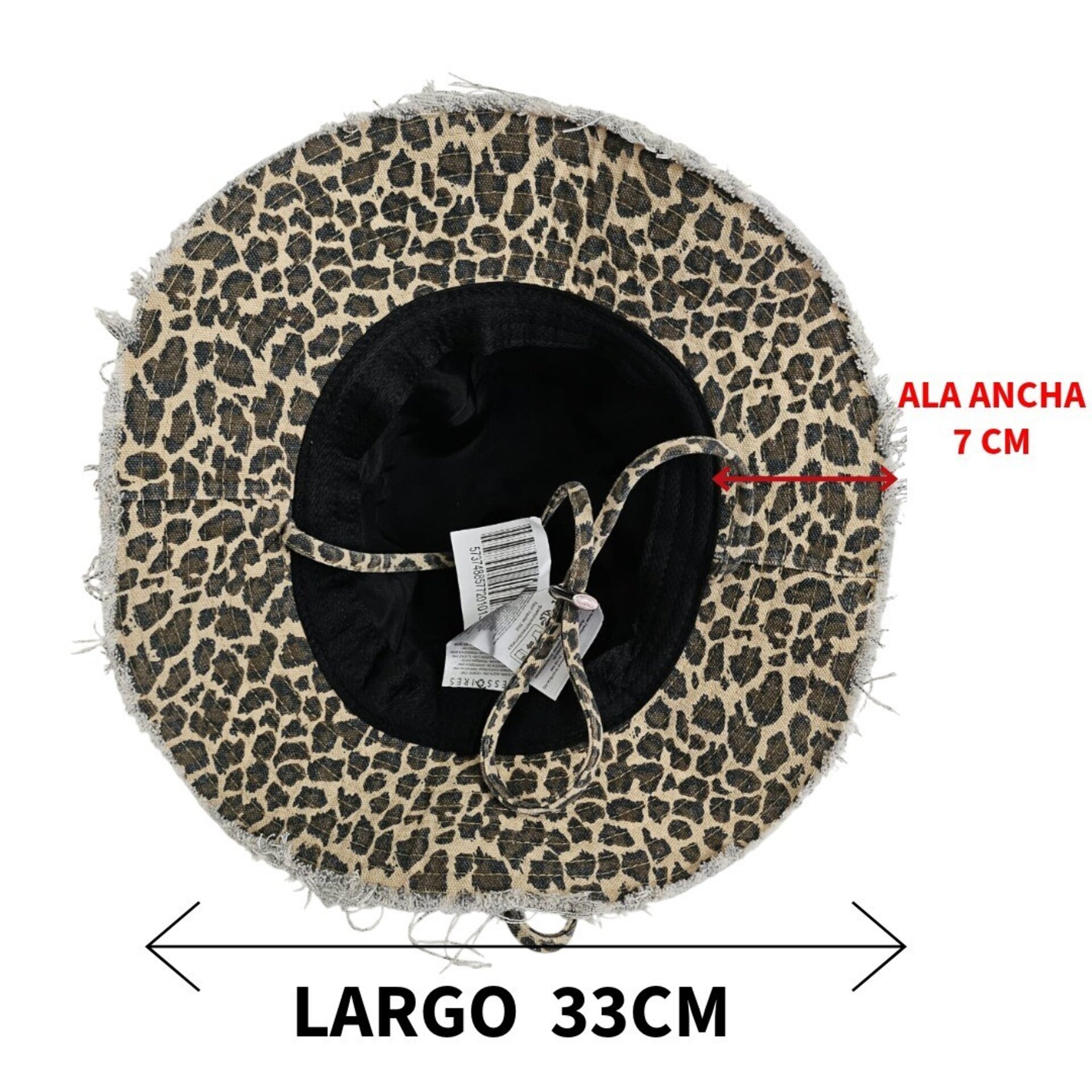 Sombrero pescador animal print Bucket Hat Leopardo Deshilachado Gorro para Mujer - 2