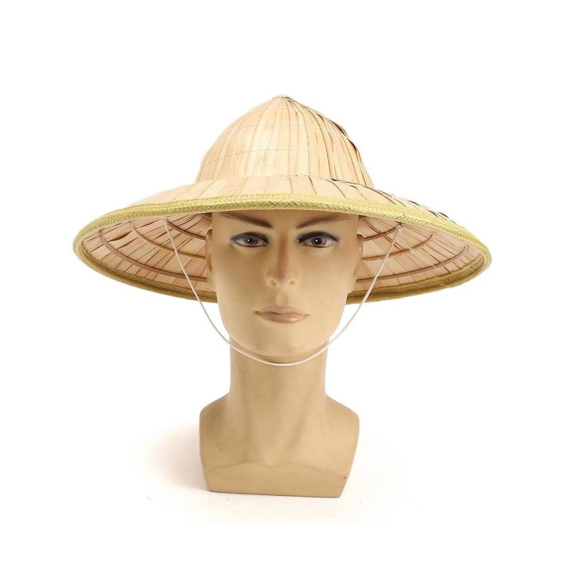 Sombrero de paja natural Chino hecho a mano Bambú Protección Solar Adulto - 5