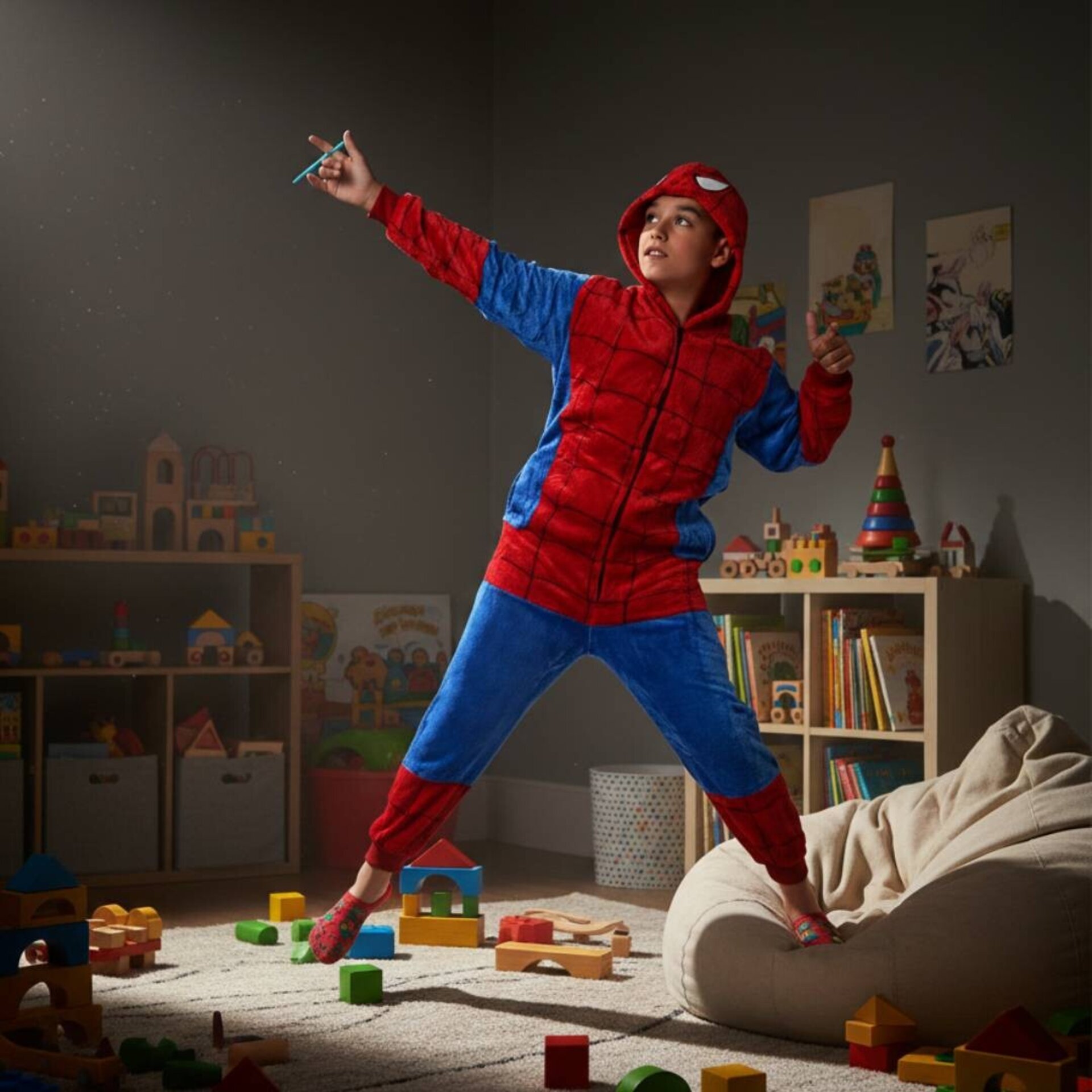 PIJAMA MONO ENTERIZO INVIERNO SUPERHÉROE ARAÑA - Traje Térmico Kigurumi Niños - 2
