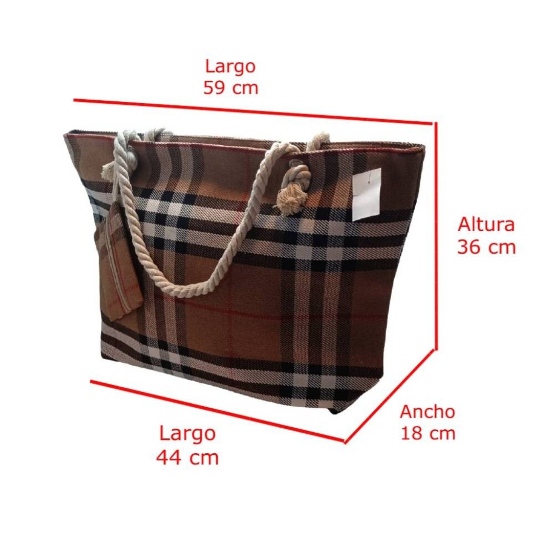 Bolso grande de playa doble asa con monedero a juego diseño a rayas - 3