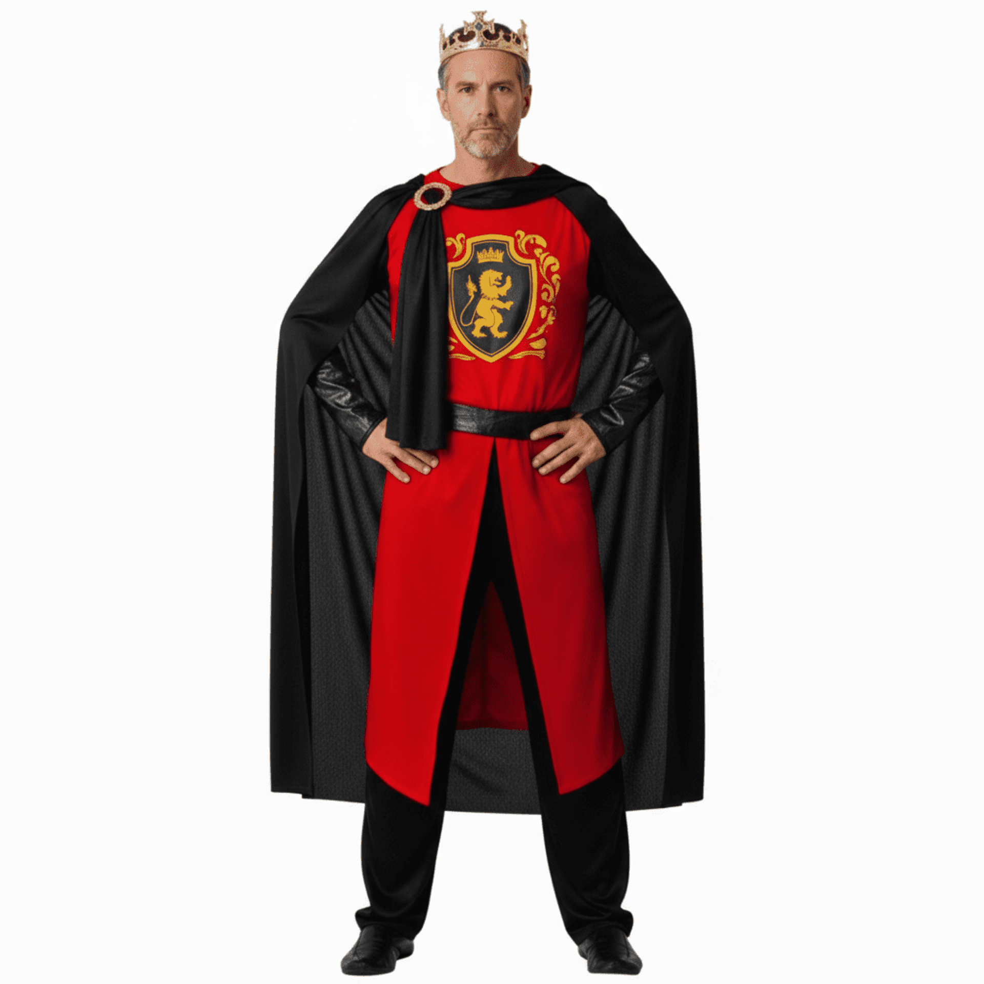 Disfraz Rey Medieval Hombre - Set Con Capa, Túnica y Corona | Talla Única M-L - 1
