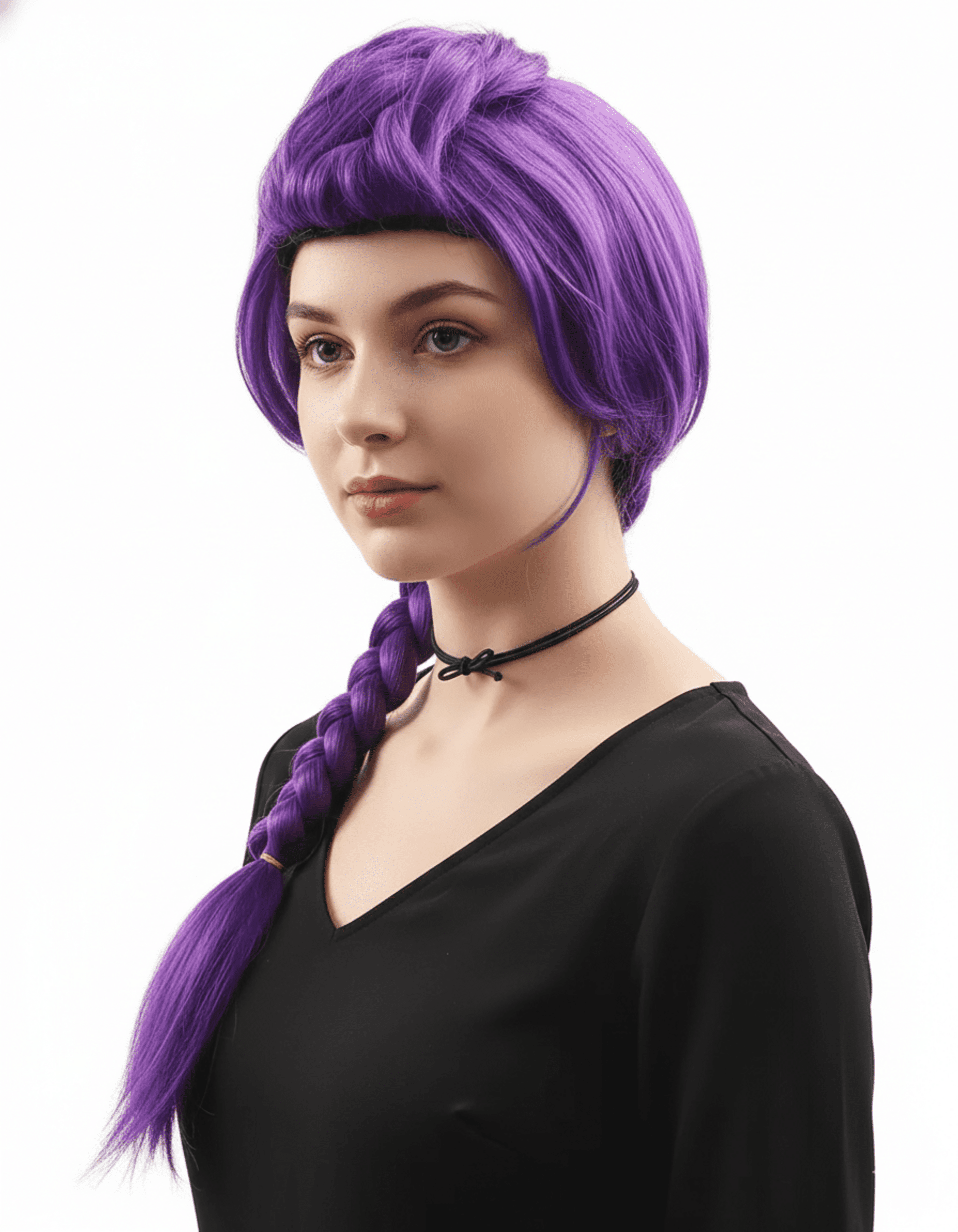 Peluca K-pop Rumi Trenza Larga Morada - Cazadora de Demonios - Niñas y Adultos - 5