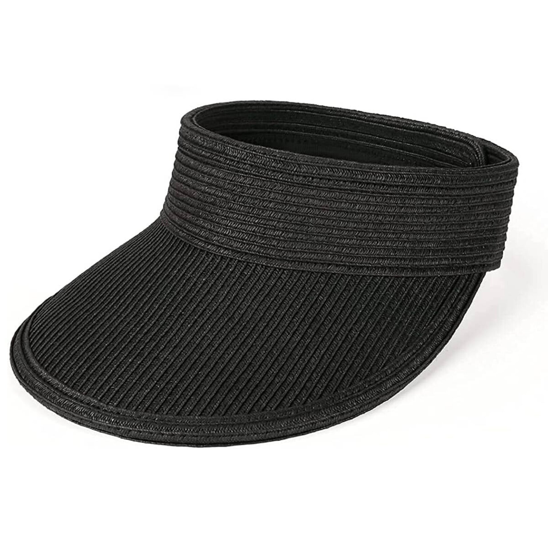 Sombrero para Mujer Pamela de Verano Visera con ala ancha Gorra de paja Negro - 6