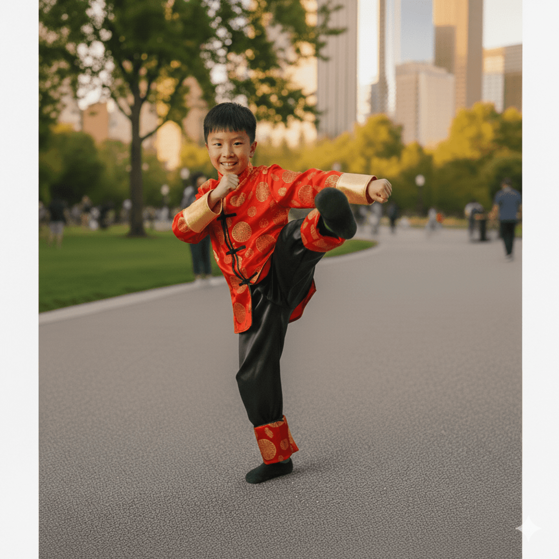 Disfraz de Guerrero Oriental para Niño - Cultura China Traje Camisa y Pantalón - 2